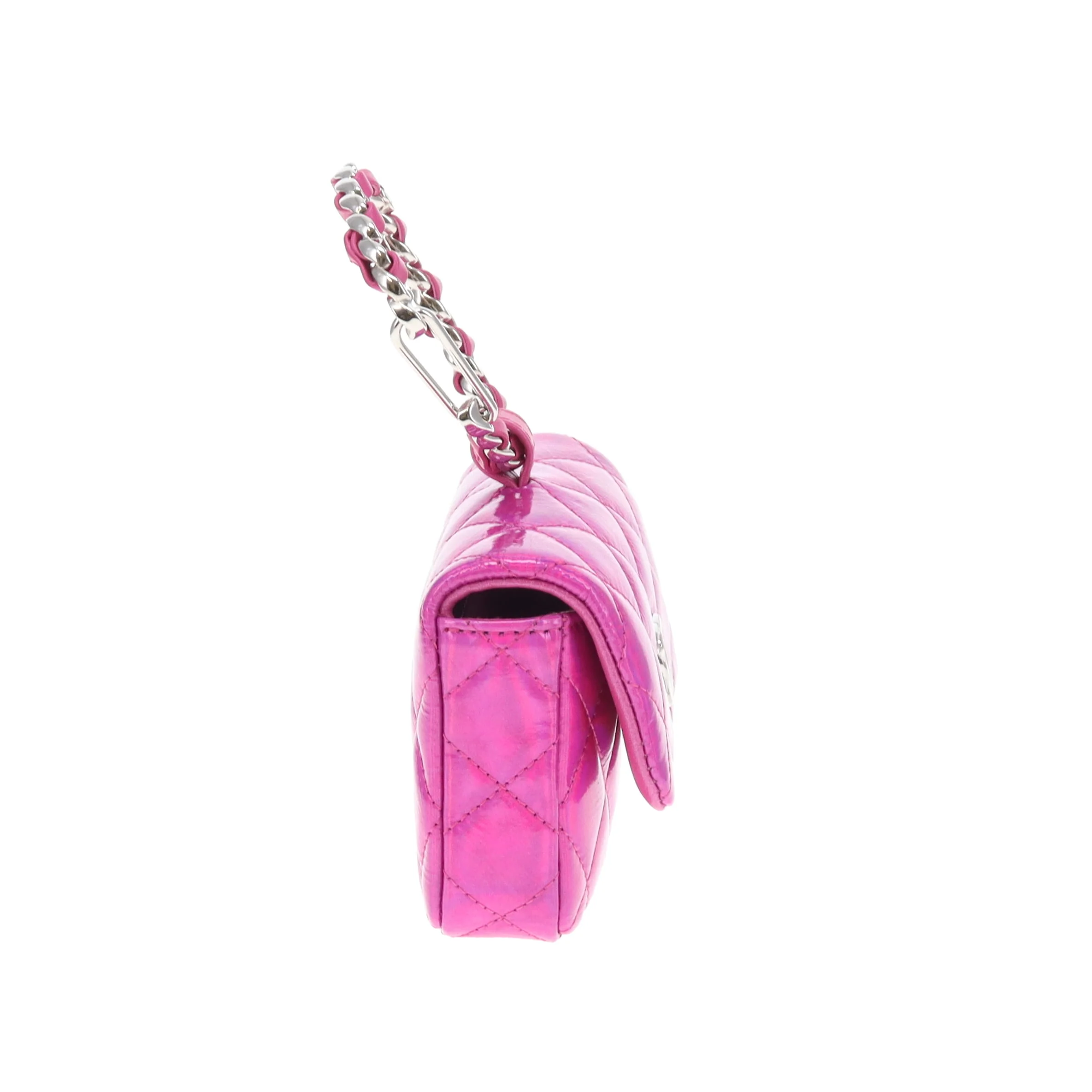Chanel Hook Cardholder Pink Iridescent Quilted Patent (VIP Gift) - Image 4