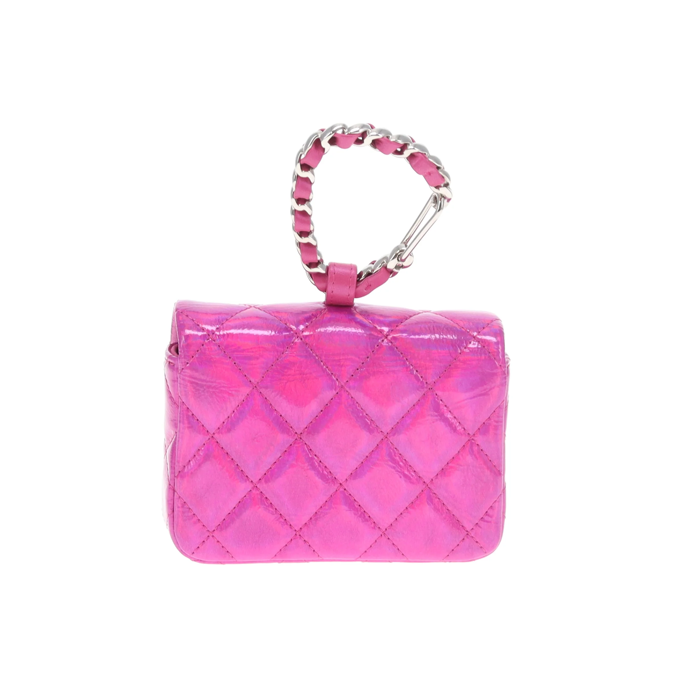 Chanel Hook Cardholder Pink Iridescent Quilted Patent (VIP Gift) - Image 5