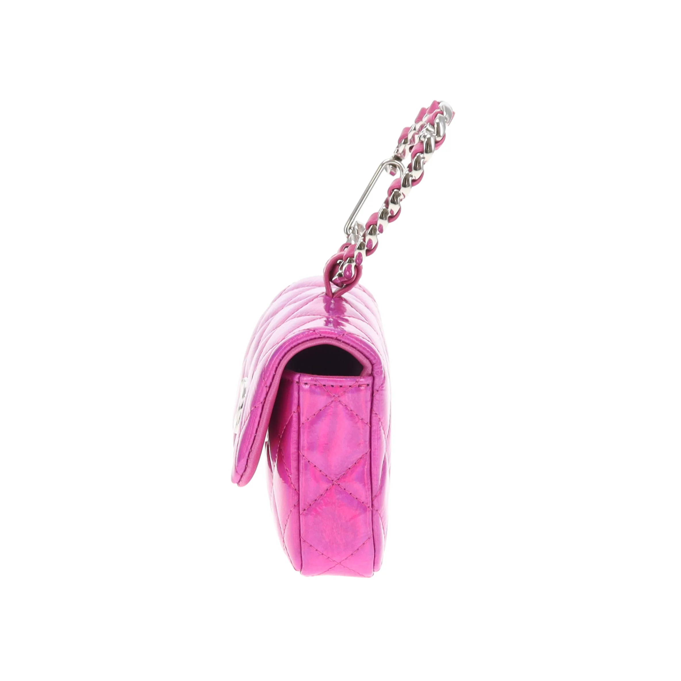 Chanel Hook Cardholder Pink Iridescent Quilted Patent (VIP Gift) - Image 6