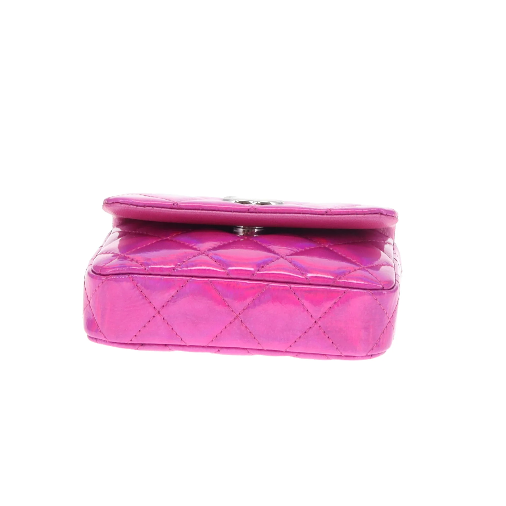 Chanel Hook Cardholder Pink Iridescent Quilted Patent (VIP Gift) - Image 7