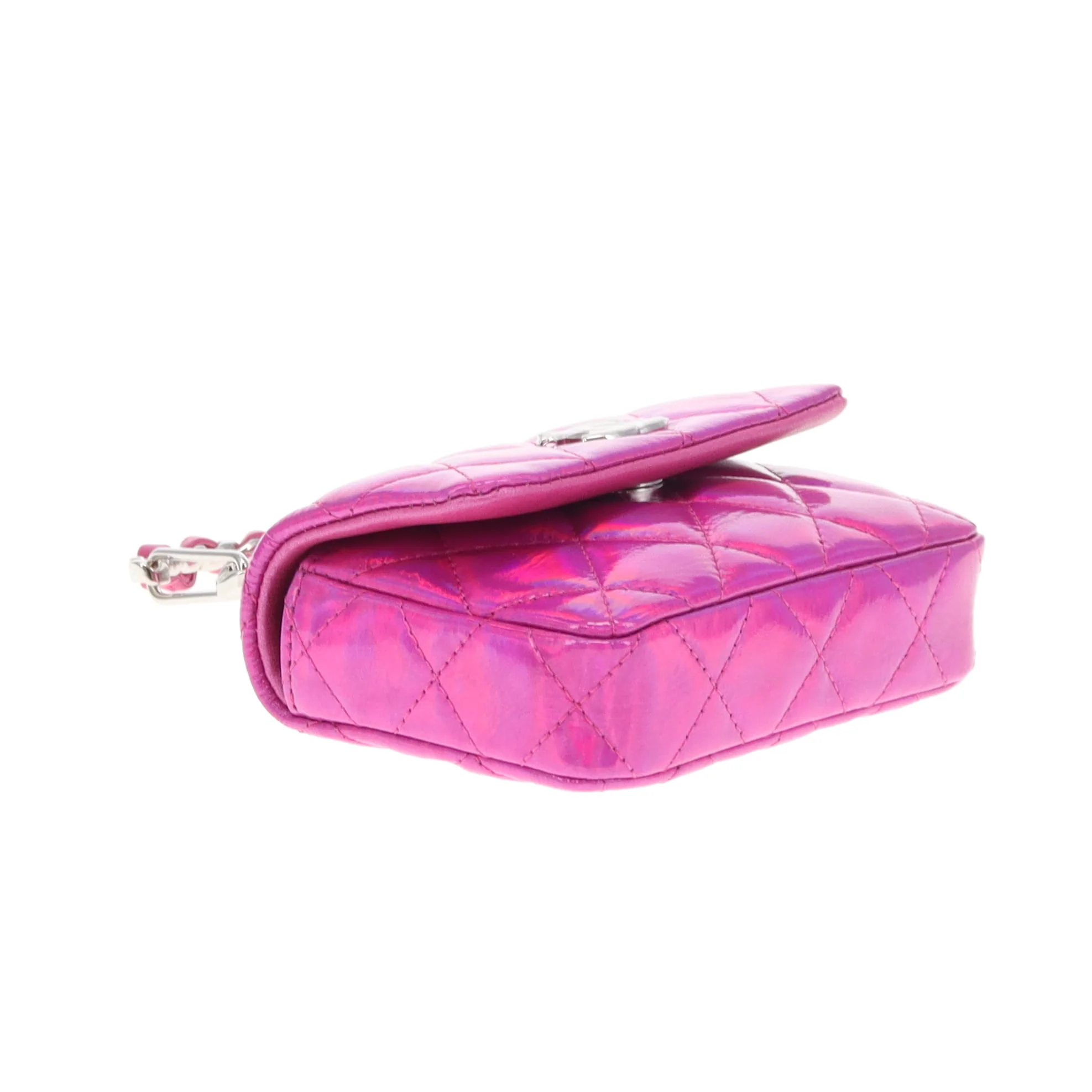 Chanel Hook Cardholder Pink Iridescent Quilted Patent (VIP Gift) - Image 8