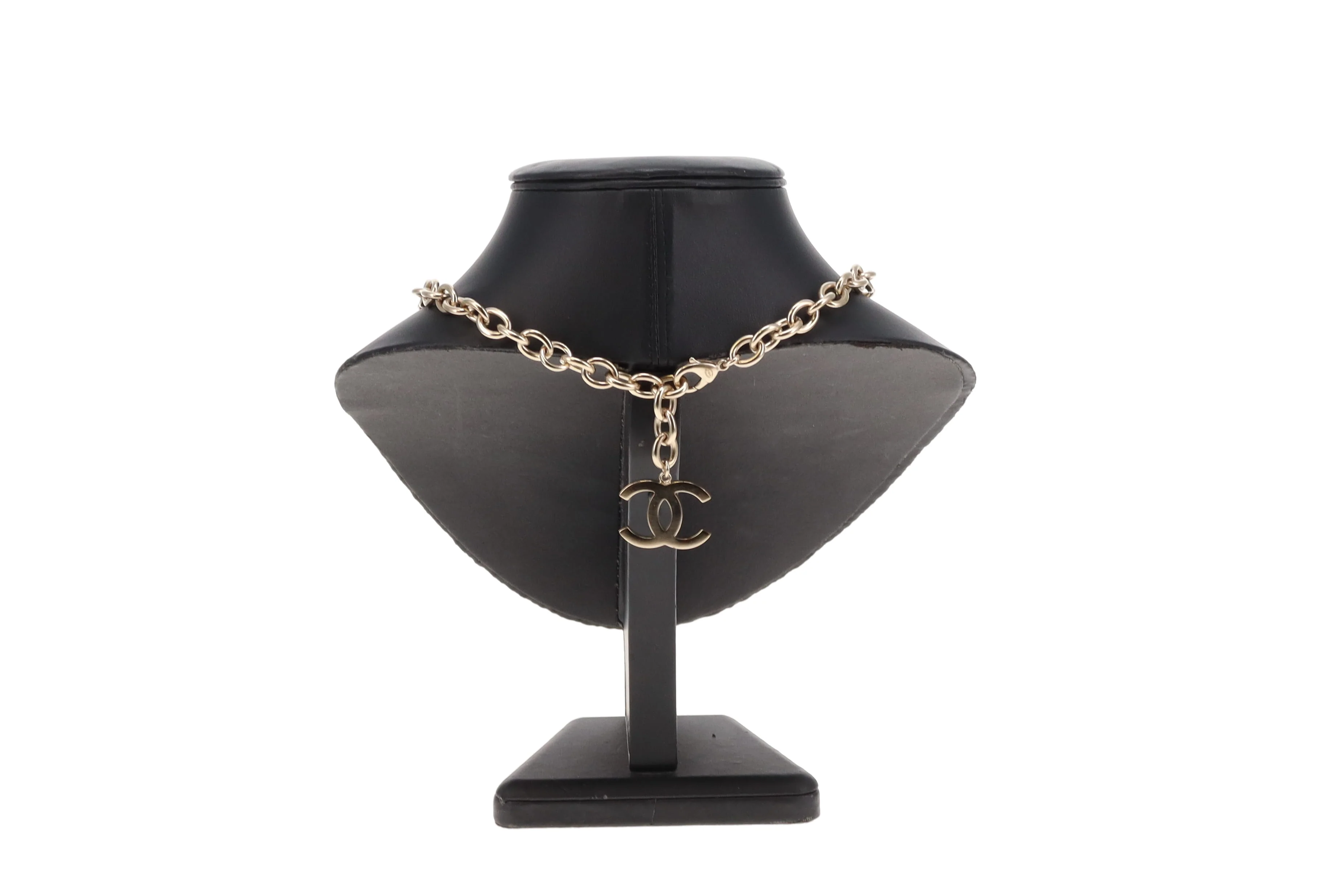 Chanel Logo Gold Tone Necklace With Onyx Caviar 2018 - Image 4