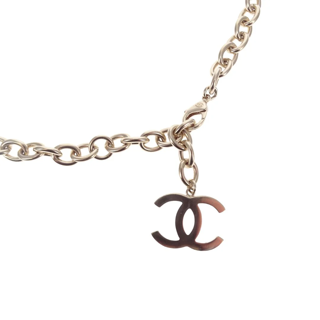 Chanel Logo Gold Tone Necklace With Onyx Caviar 2018 - Image 6