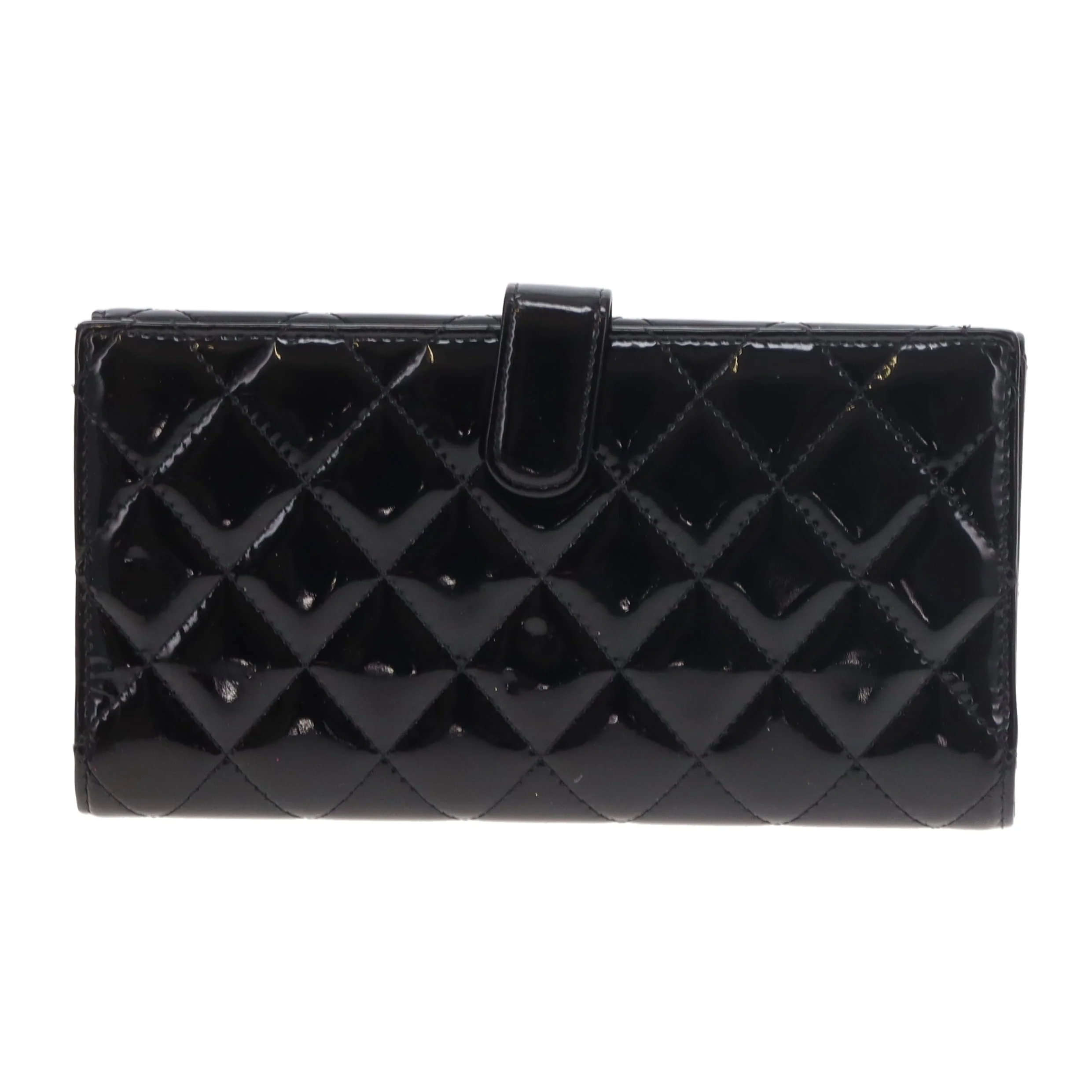 Chanel Long Flap Wallet Black Patent SHW 2011 - Image 4