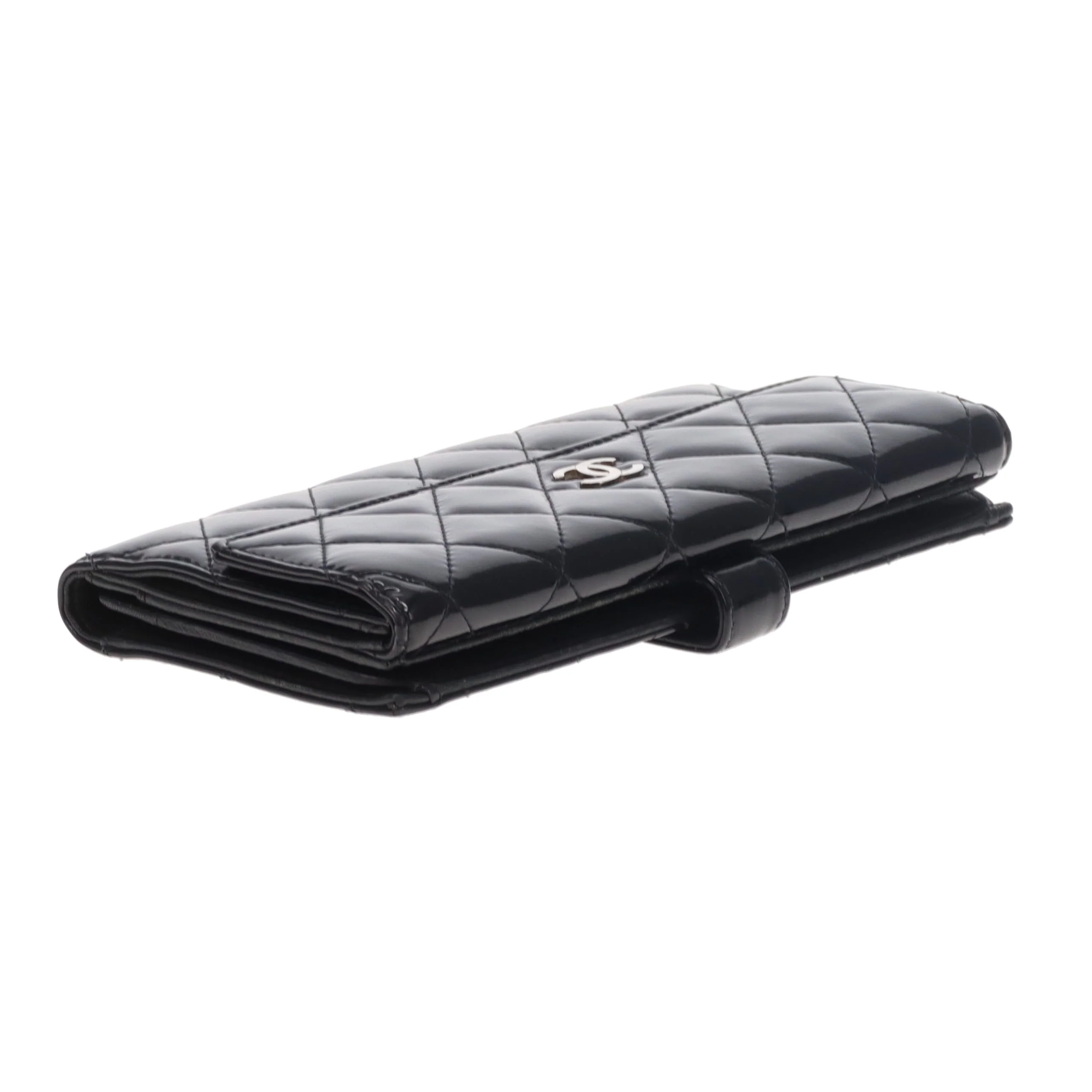 Chanel Long Flap Wallet Black Patent SHW 2011 - Image 6