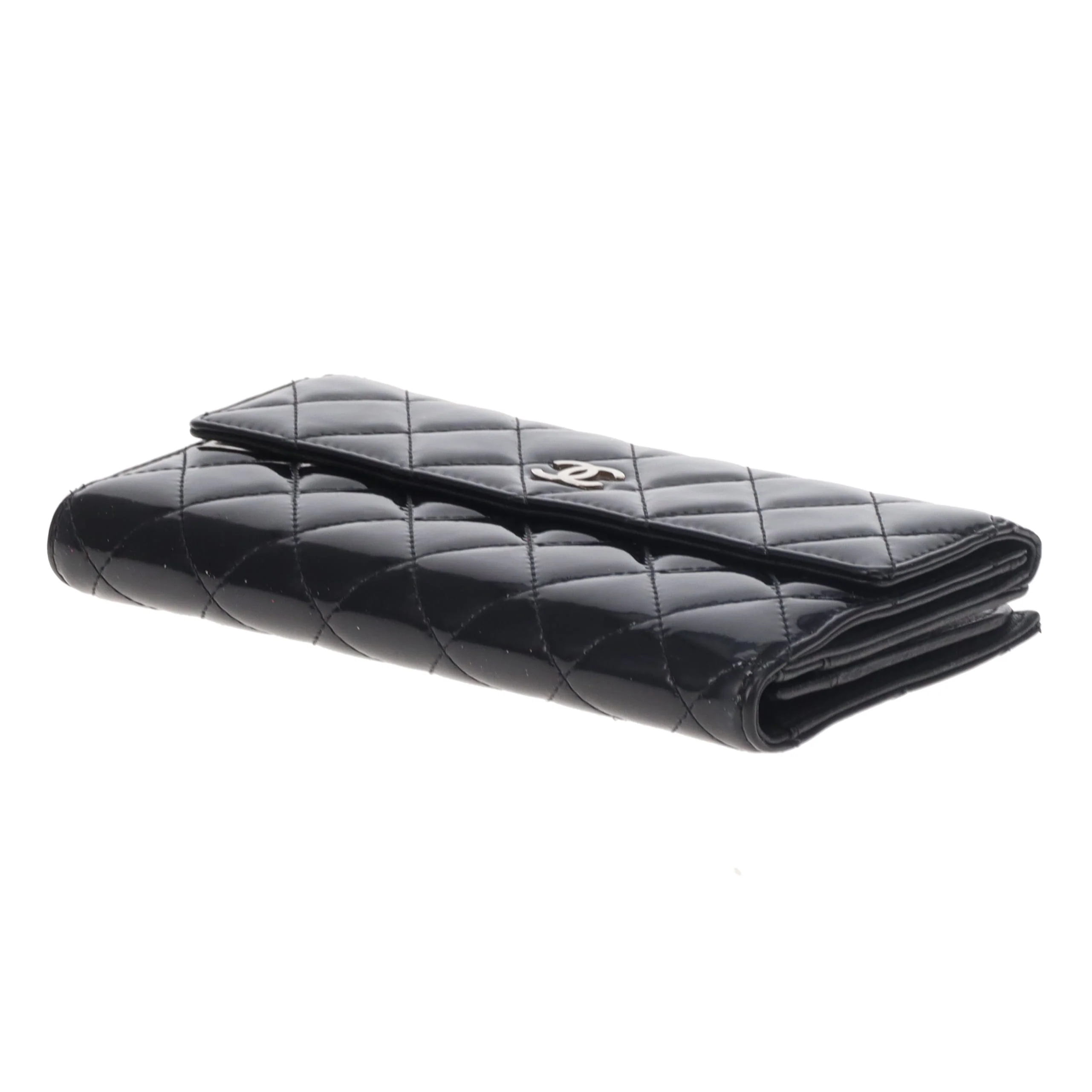 Chanel Long Flap Wallet Black Patent SHW 2011 - Image 7