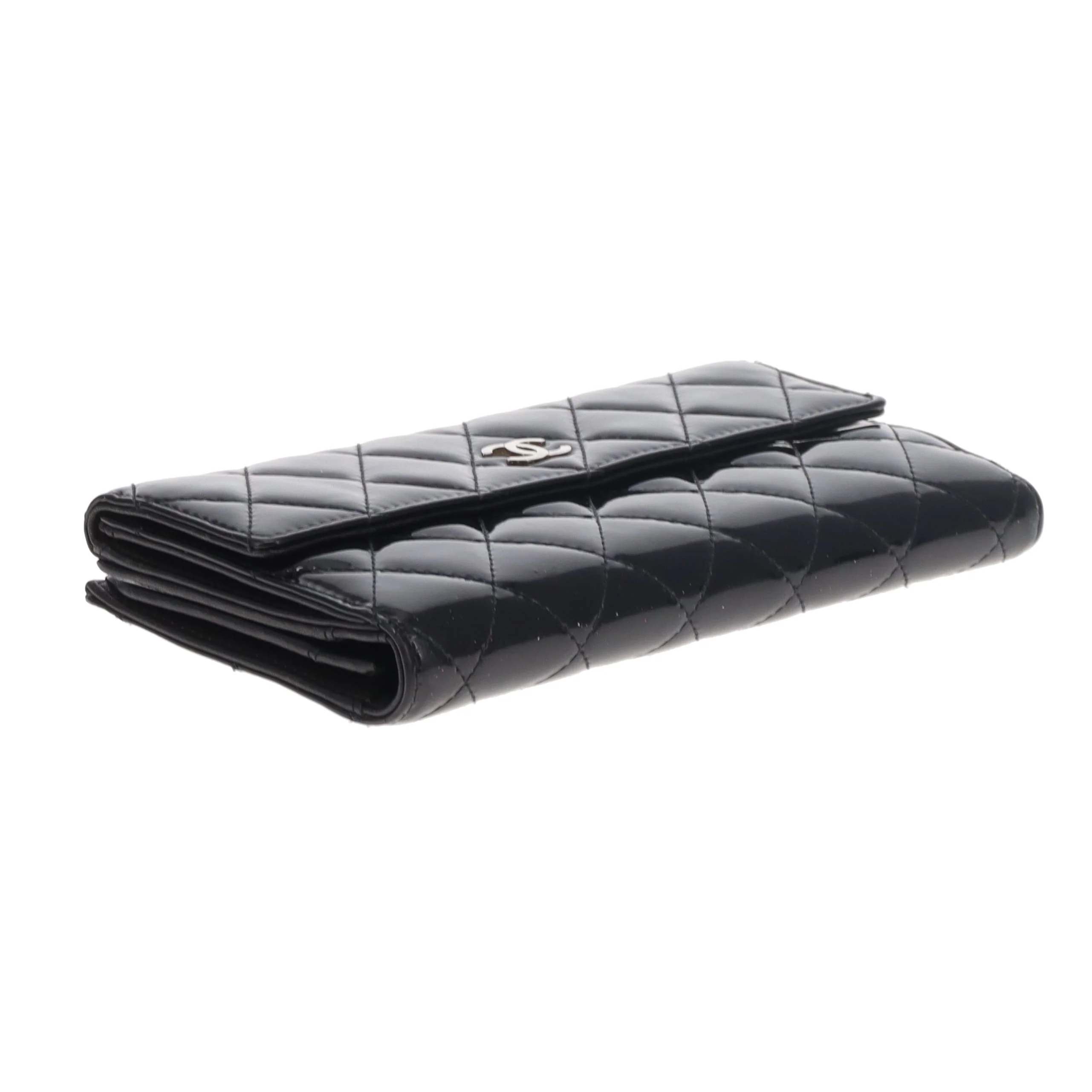 Chanel Long Flap Wallet Black Patent SHW 2011 - Image 8
