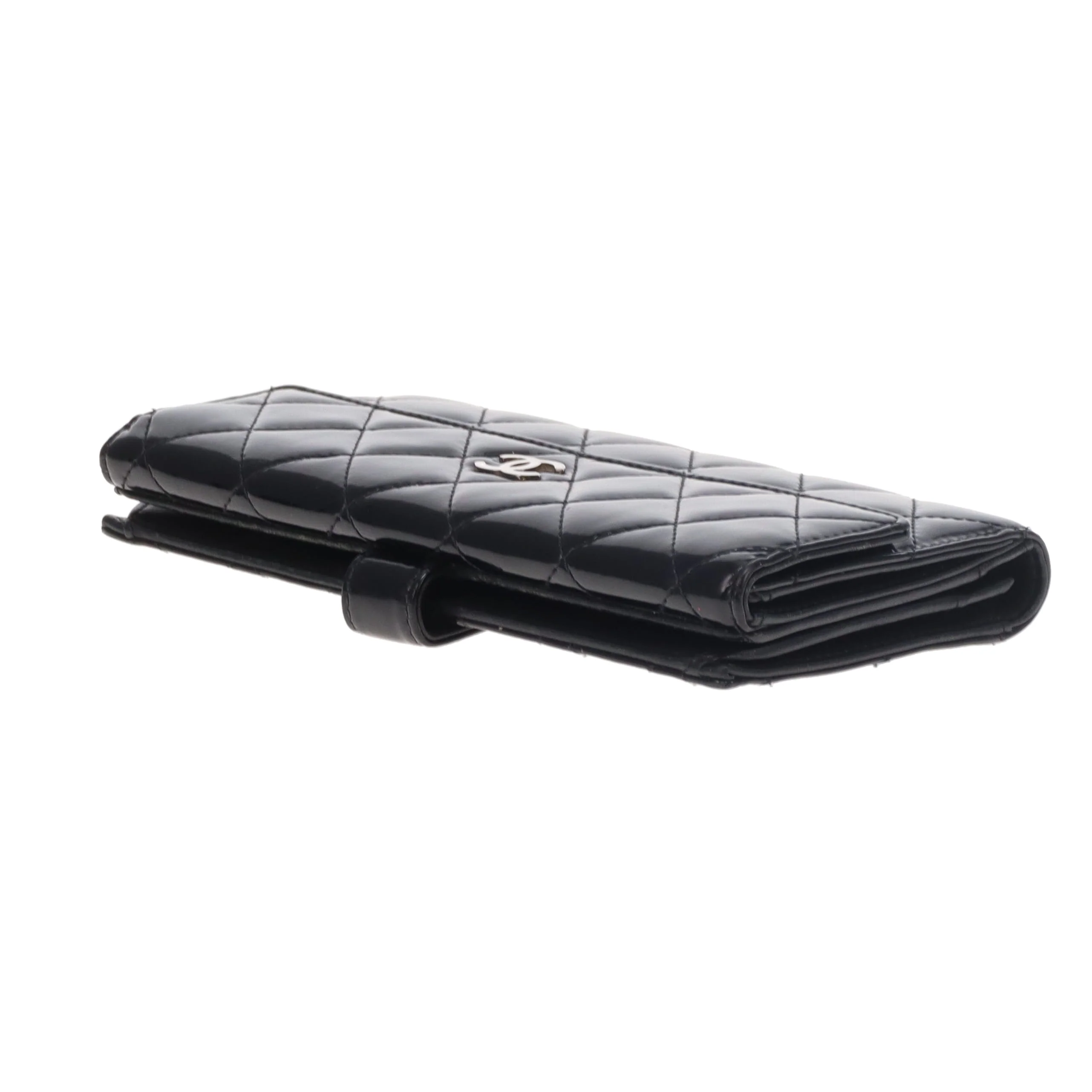 Chanel Long Flap Wallet Black Patent SHW 2011 - Image 9