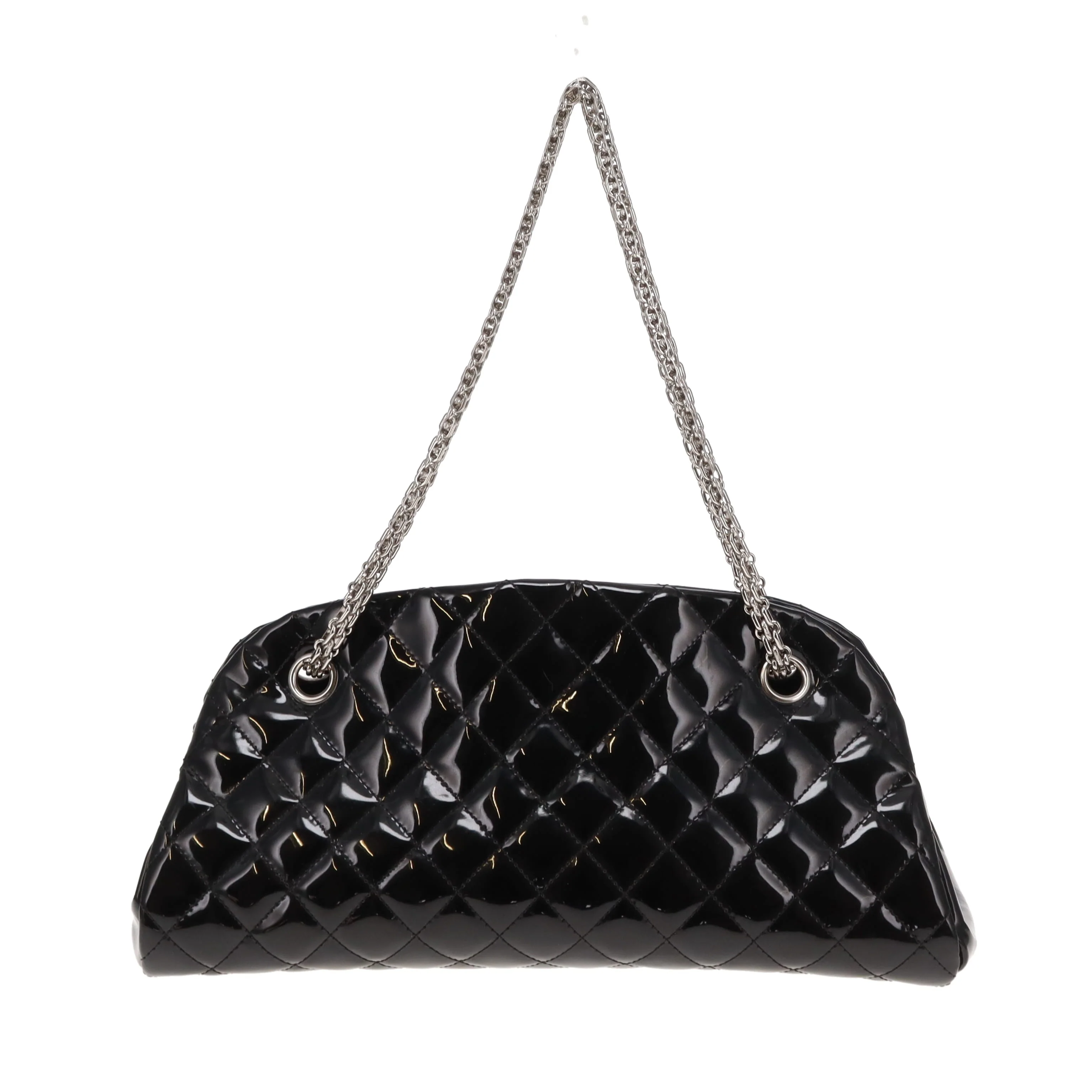 Chanel Mademoiselle Bowling Bag Black Patent Leather SHW 2011