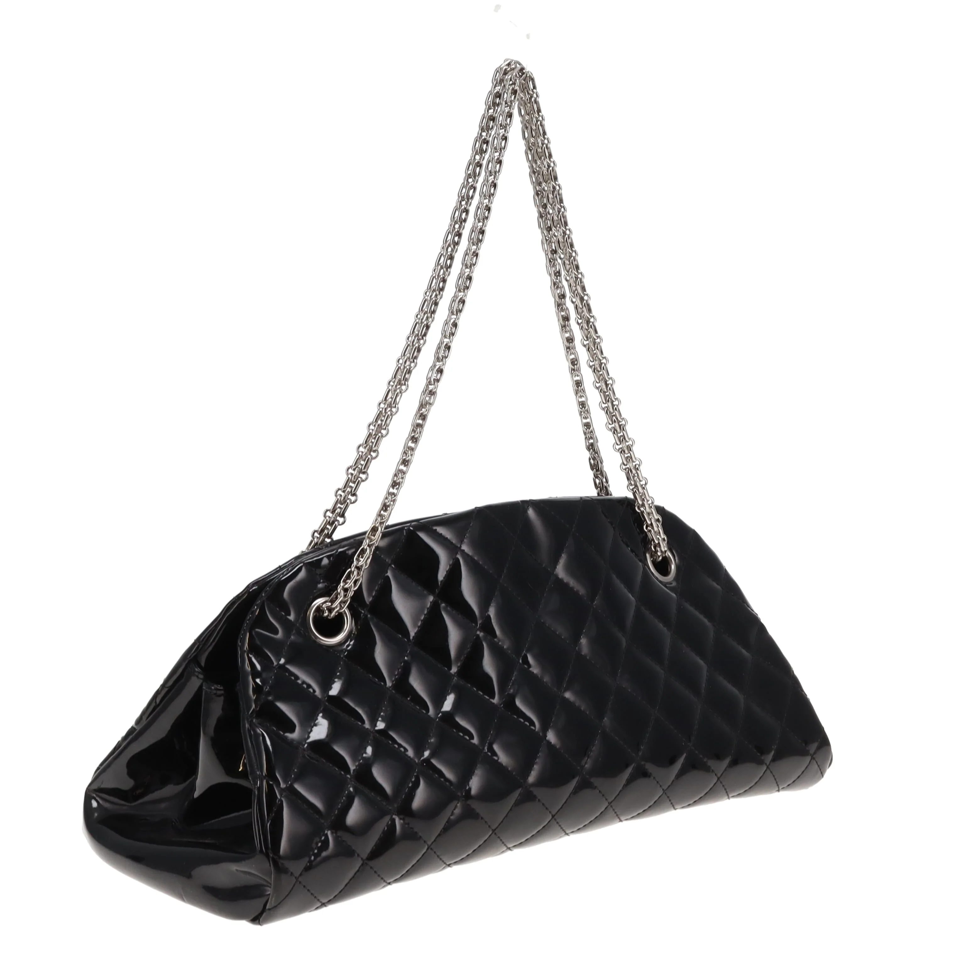 Chanel Mademoiselle Bowling Bag Black Patent Leather SHW 2011 - Image 4