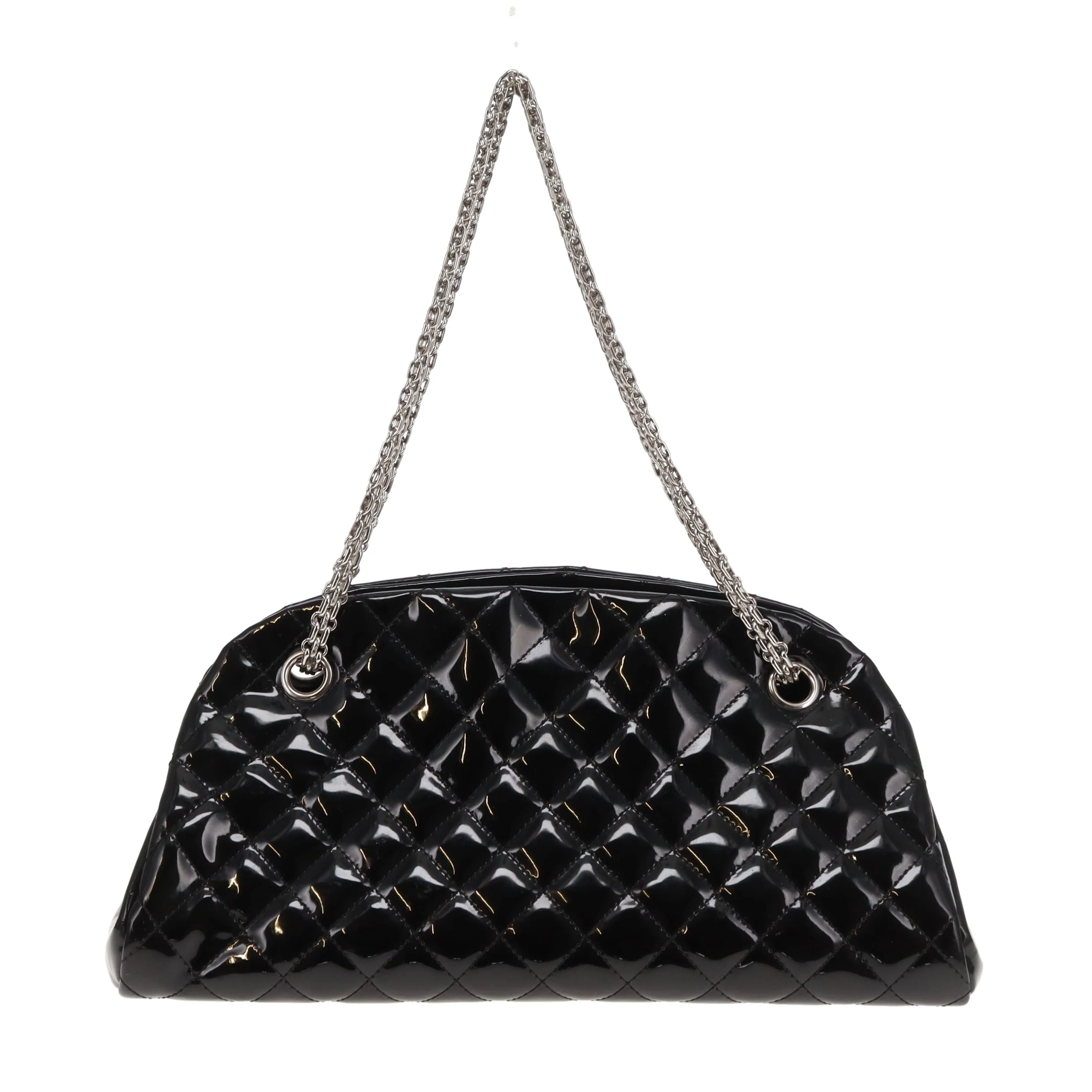 Chanel Mademoiselle Bowling Bag Black Patent Leather SHW 2011 - Image 6