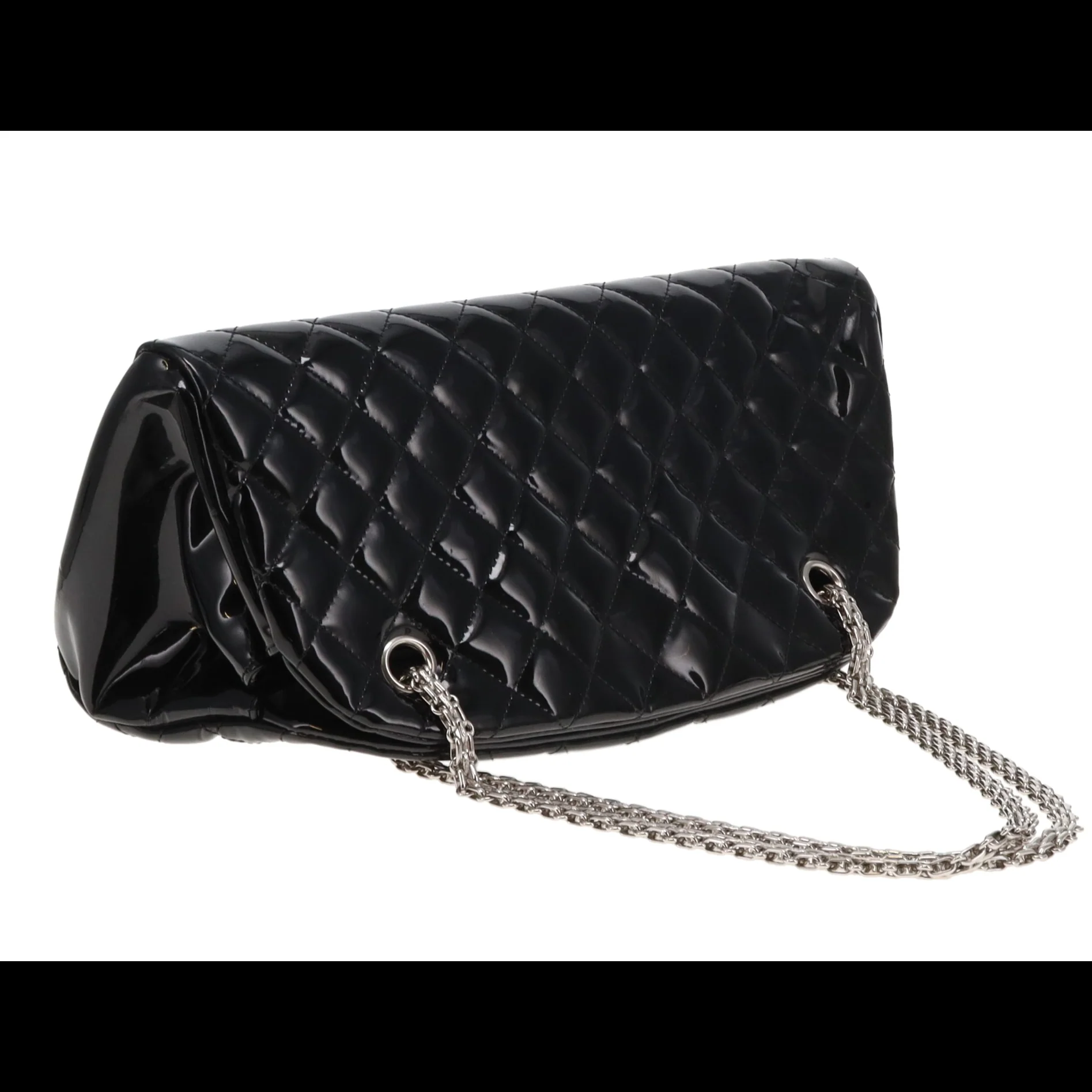 Chanel Mademoiselle Bowling Bag Black Patent Leather SHW 2011 - Image 9