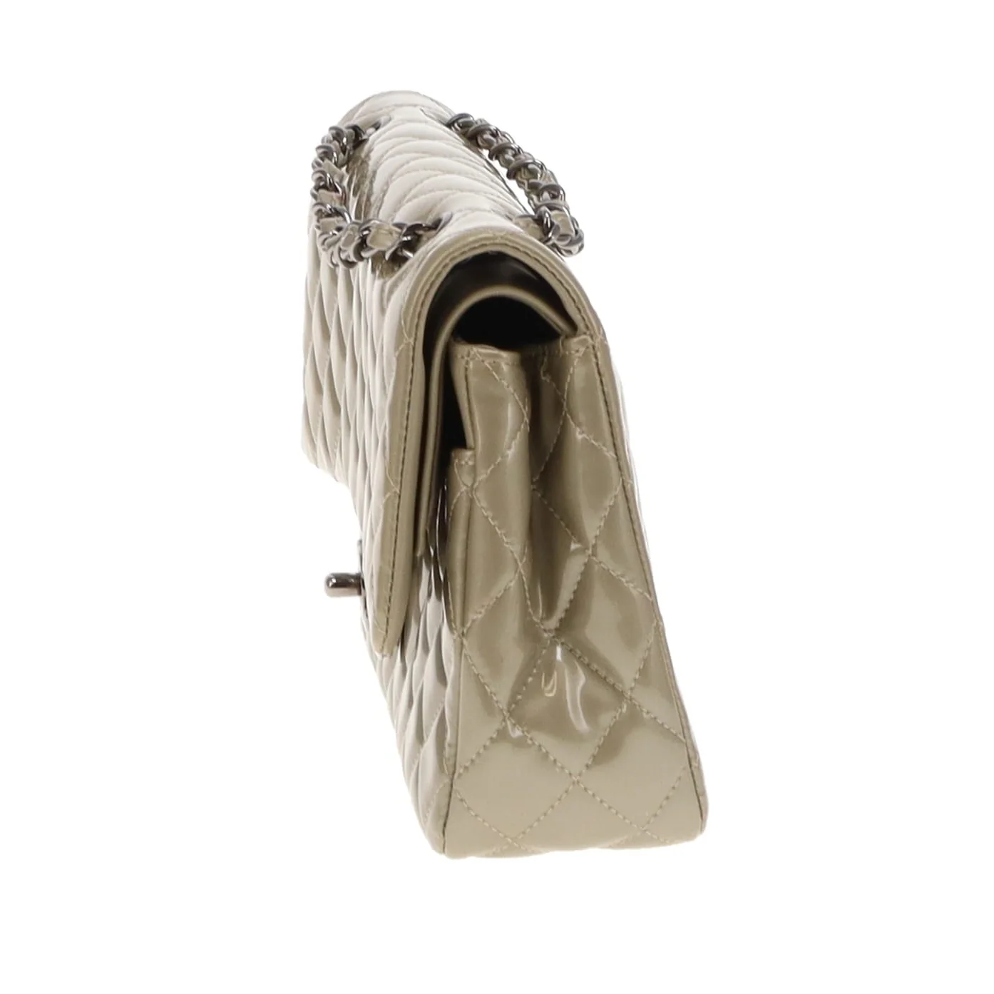 Chanel Classic Medium Double Flap Metallic Sage Green Patent GMH 2012/13 - Image 11