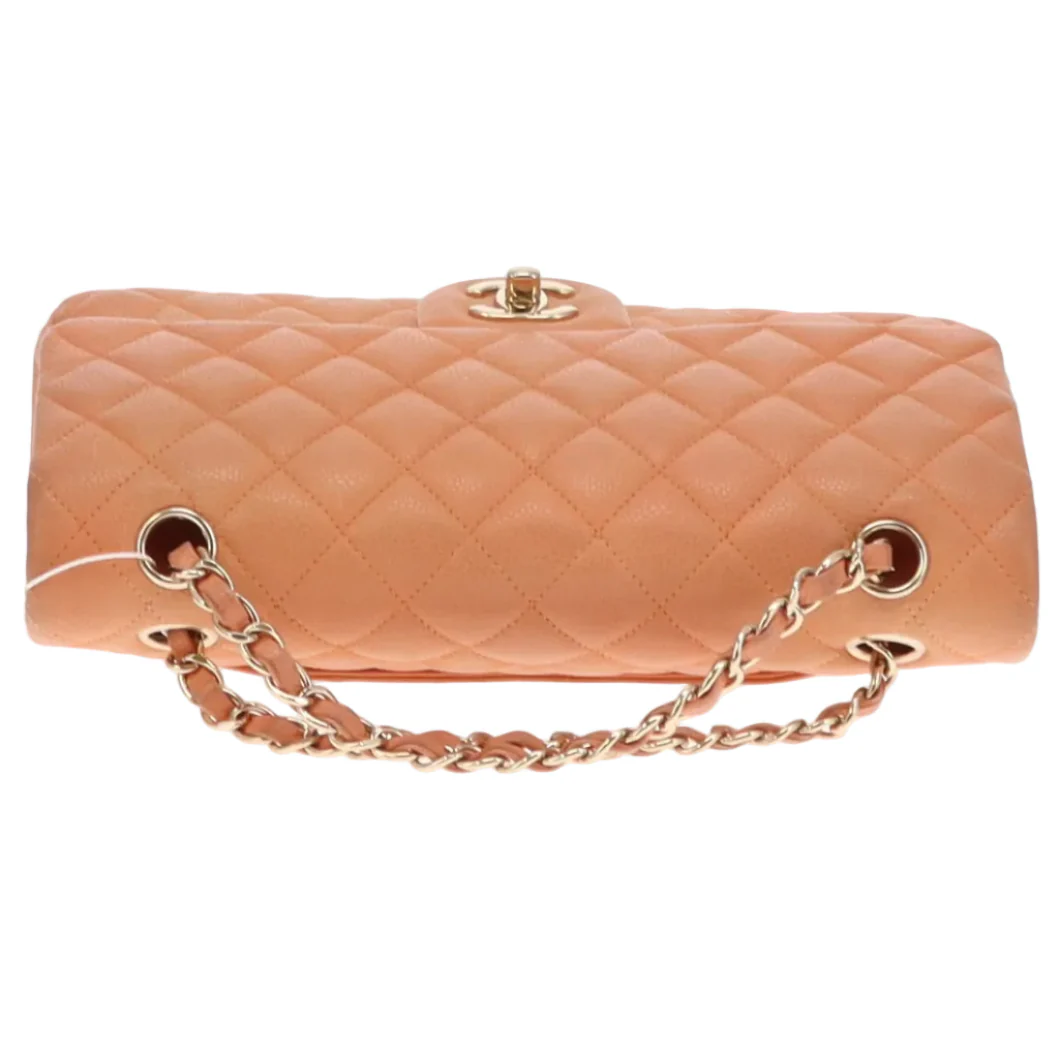 Chanel Classic Medium Double Flap Peach Caviar Leather GH 2012 - Image 11