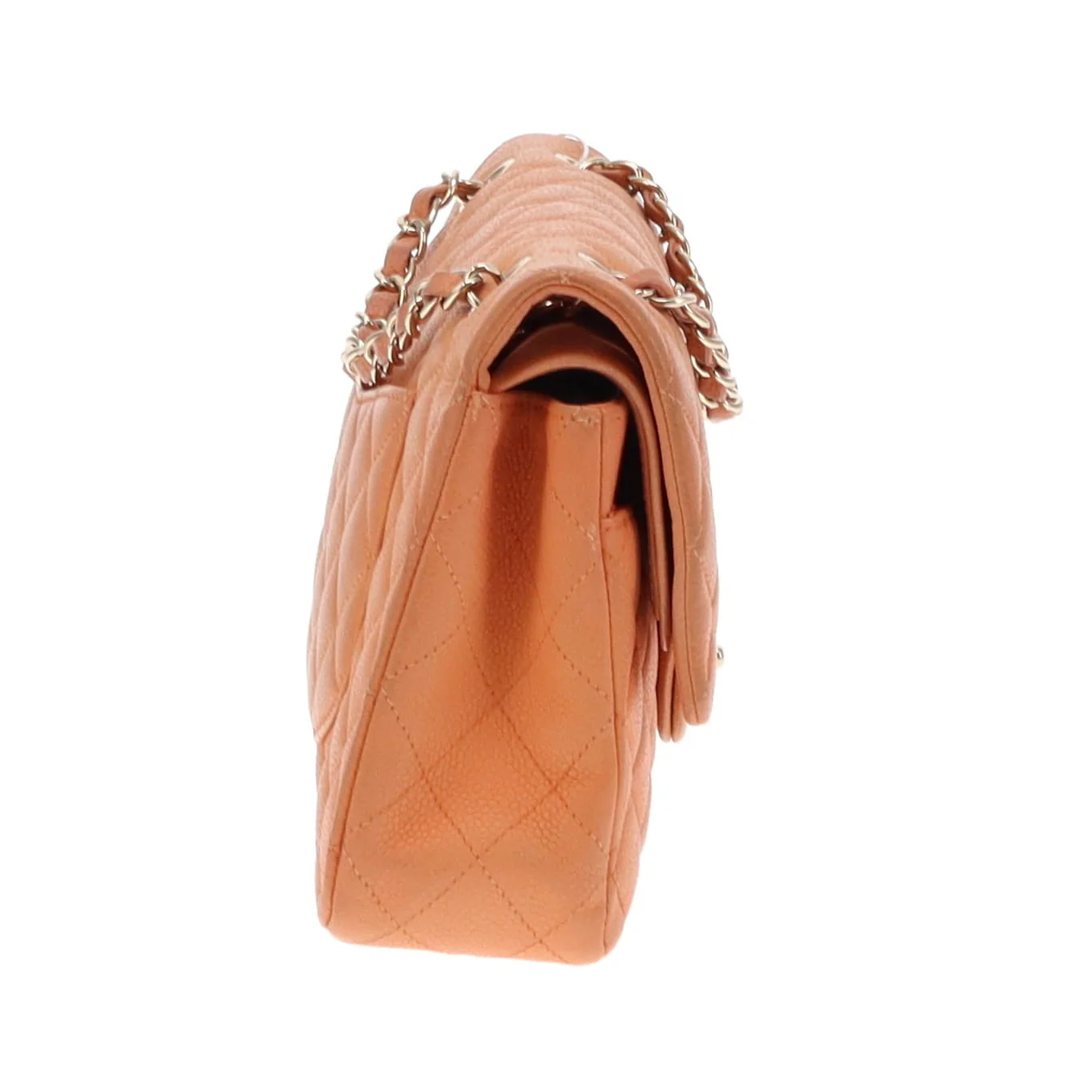 Chanel Classic Medium Double Flap Peach Caviar Leather GH 2012 - Image 7