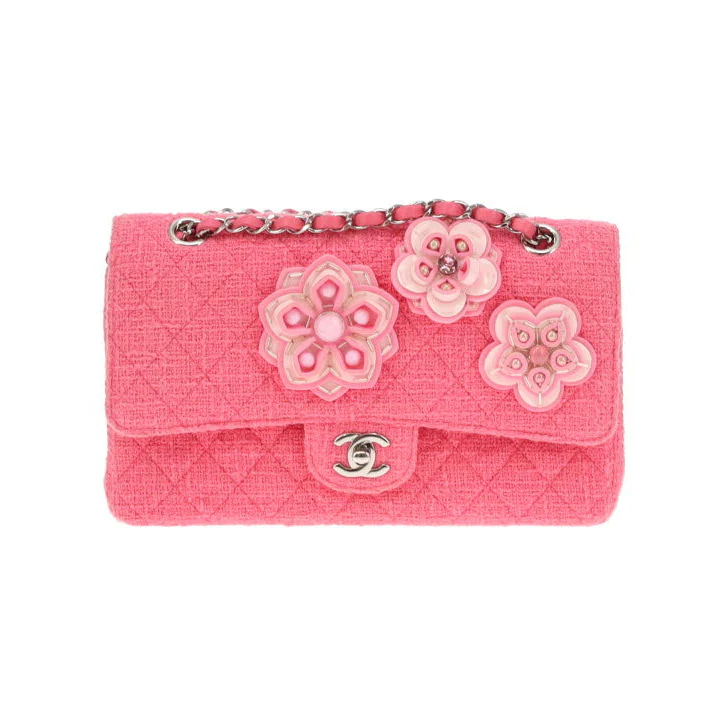 Chanel Pink 2016C Tweed Medium Double Flap Bag Very Rare