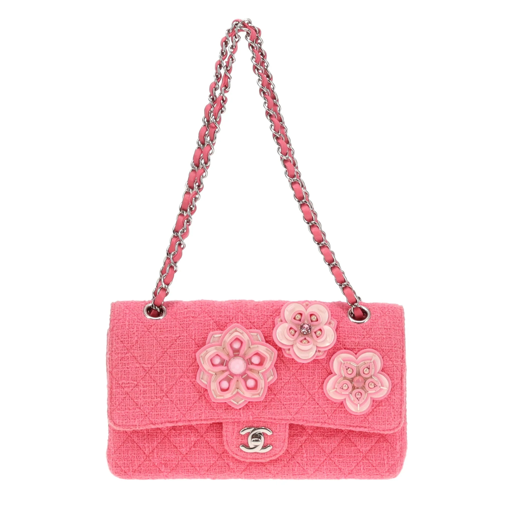 Chanel Pink 2016C Tweed Medium Double Flap Bag Very Rare - Image 4