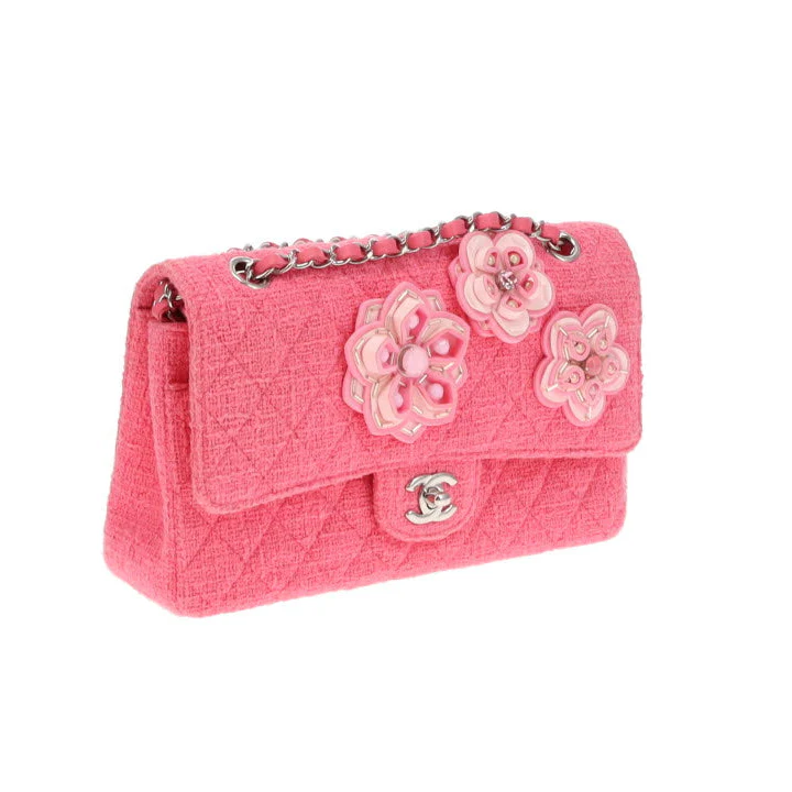 Chanel Pink 2016C Tweed Medium Double Flap Bag Very Rare - Image 5