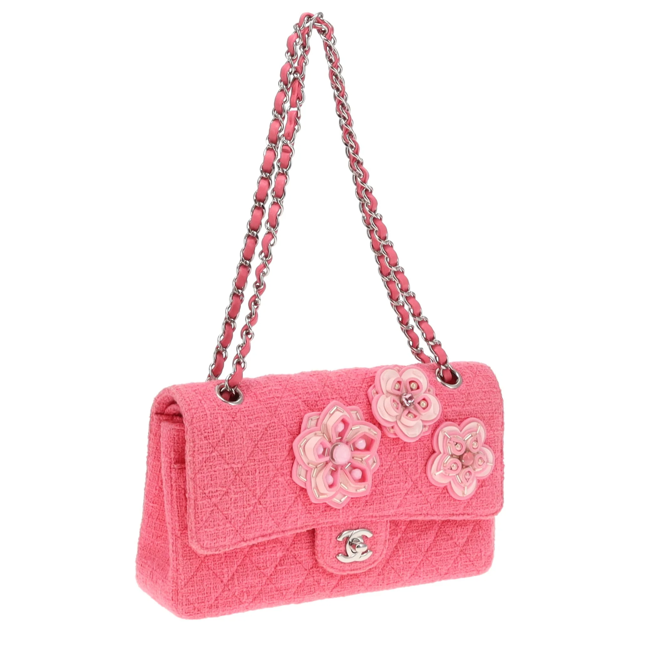 Chanel Pink 2016C Tweed Medium Double Flap Bag Very Rare - Image 6