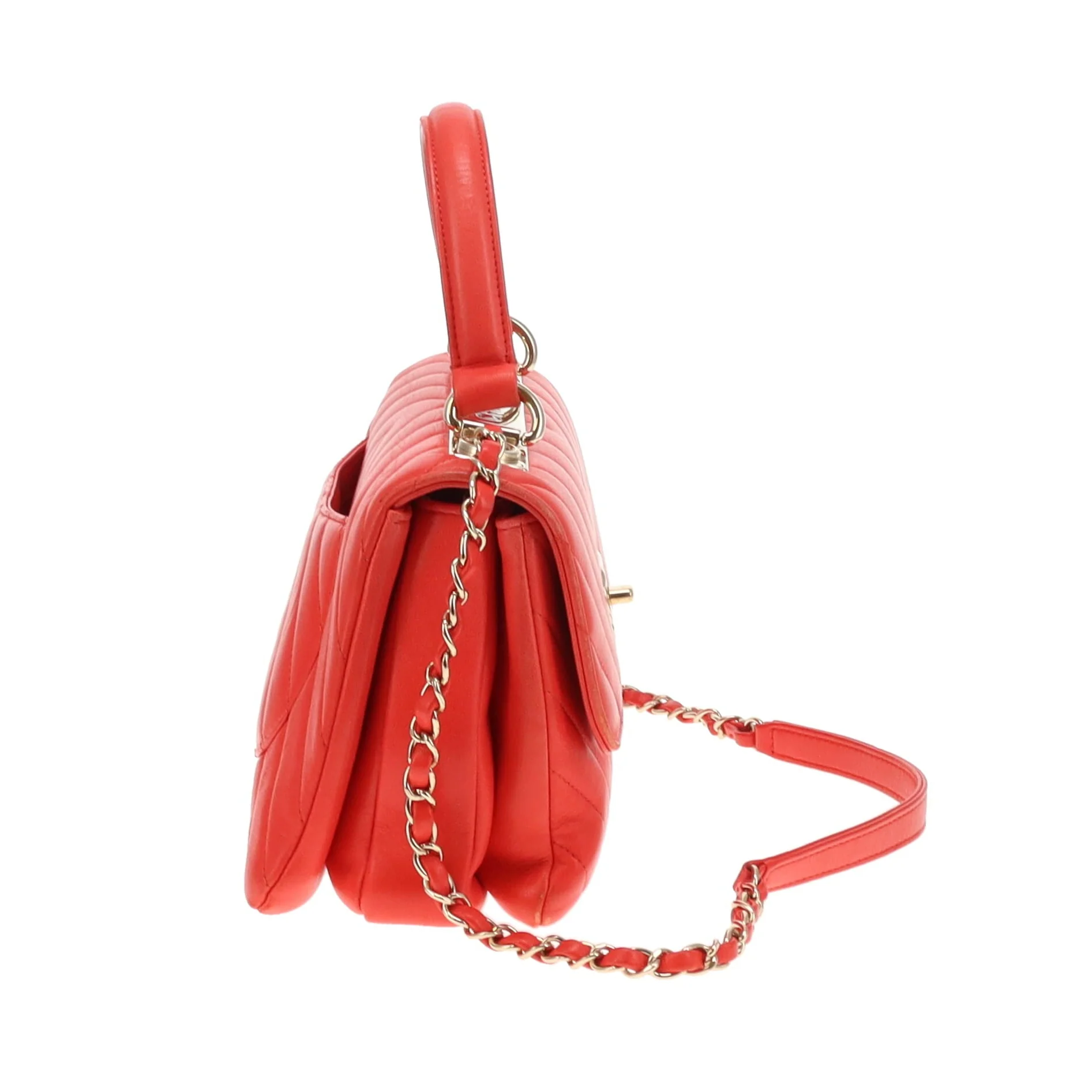 Chanel Trendy Small CC Top Handle Red Chevron 2019 - Image 7