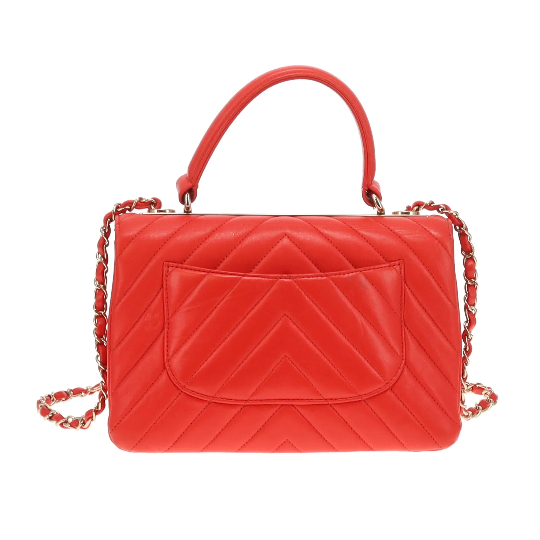 Chanel Trendy Small CC Top Handle Red Chevron 2019 - Image 8