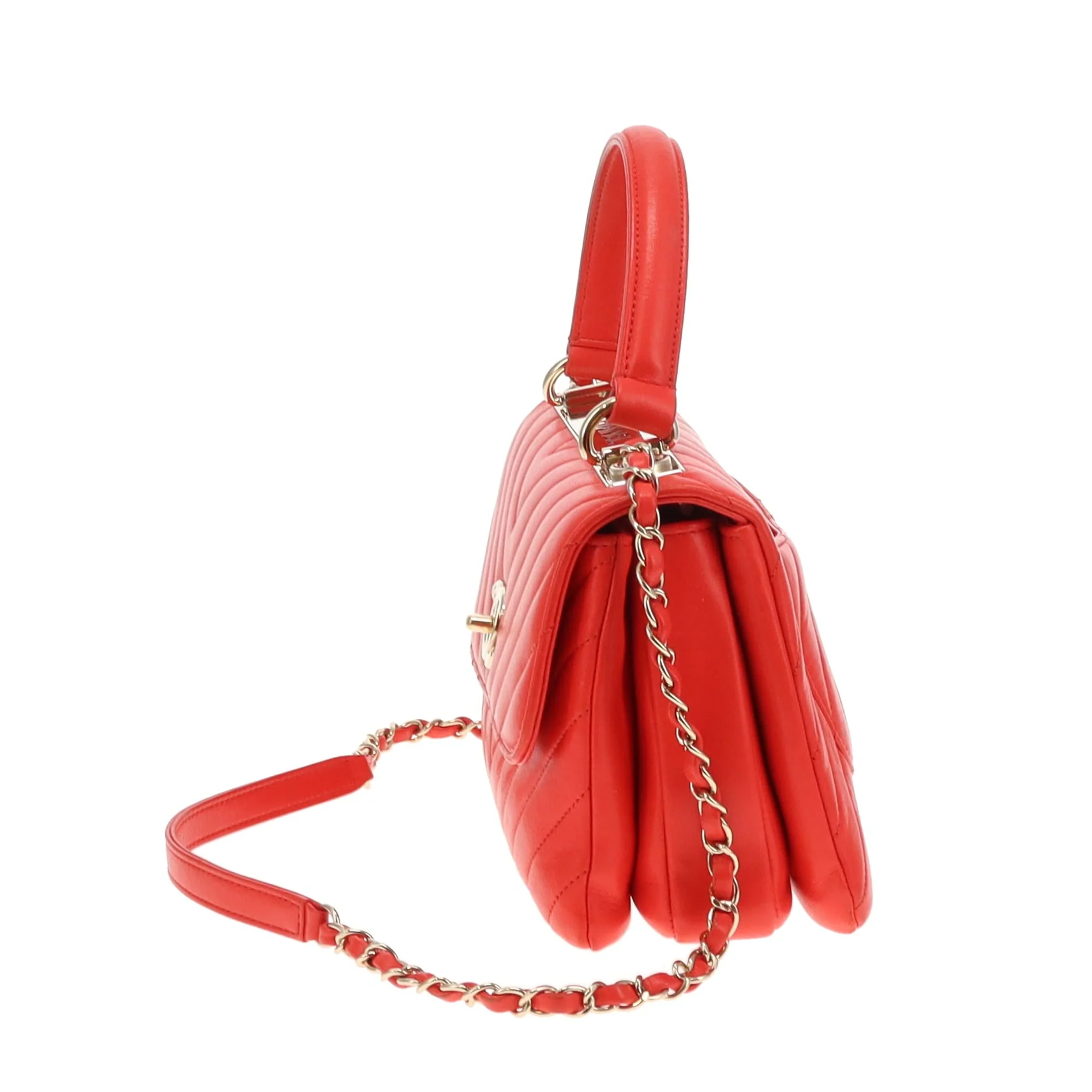 Chanel Trendy Small CC Top Handle Red Chevron 2019 - Image 9