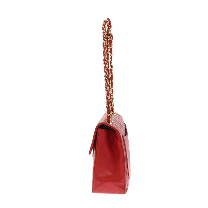 Chanel Red Lambskin Vintage Maxi Single Flap 1991/94 - Image 10