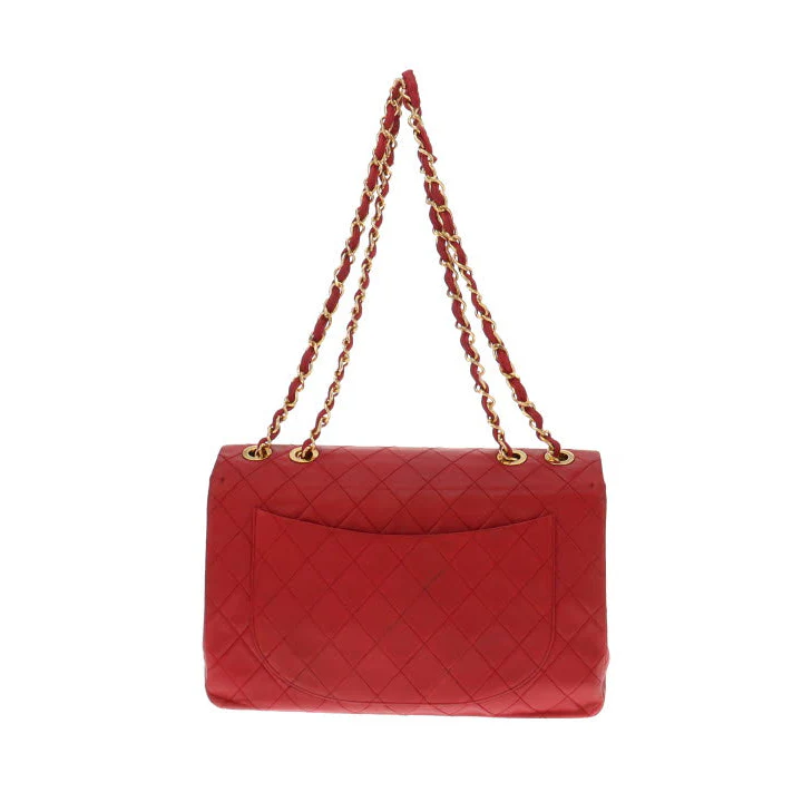 Chanel Red Lambskin Vintage Maxi Single Flap 1991/94 - Image 8