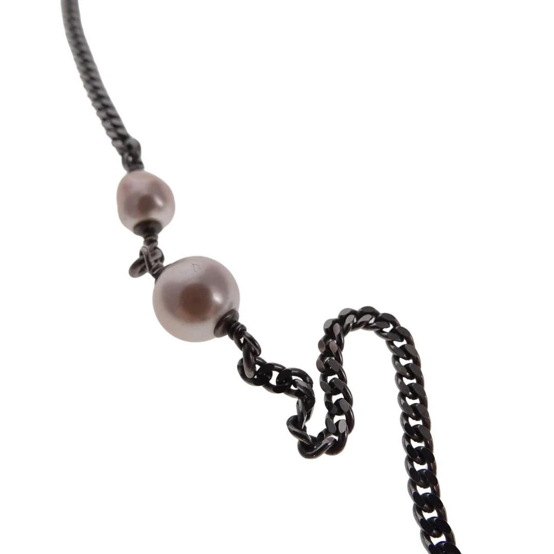 Chanel Ruthenium & Costume Pearl Cluster Pendant Necklace Short - Image 6
