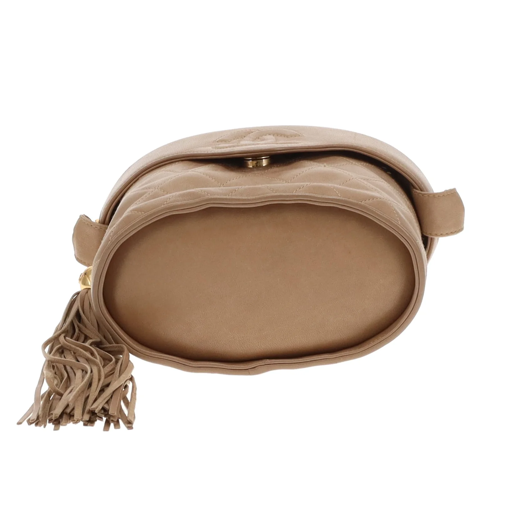 Chanel Tassel Vanity Bag Beige Quilted Lambskin Vintage - Image 11