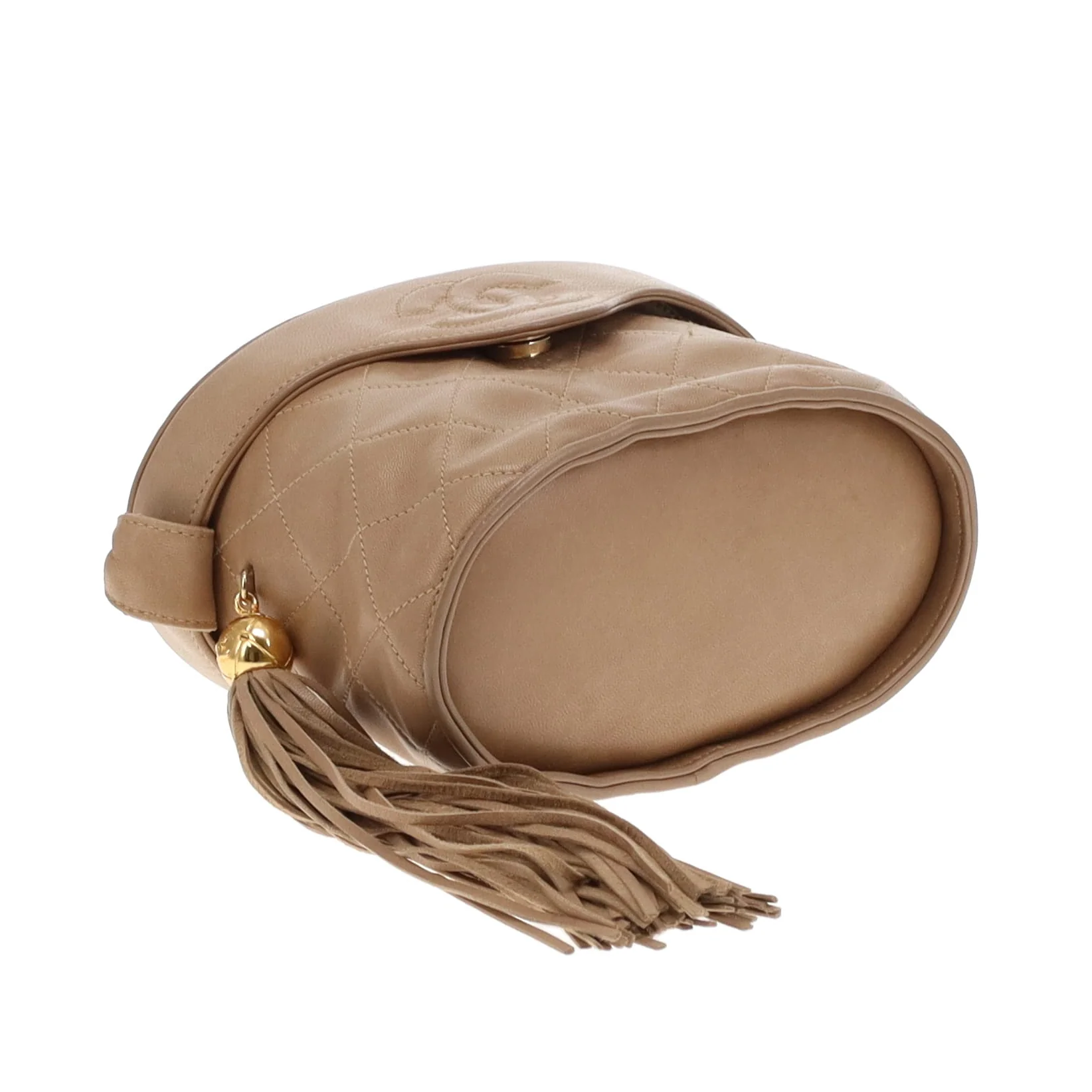 Chanel Tassel Vanity Bag Beige Quilted Lambskin Vintage - Image 12