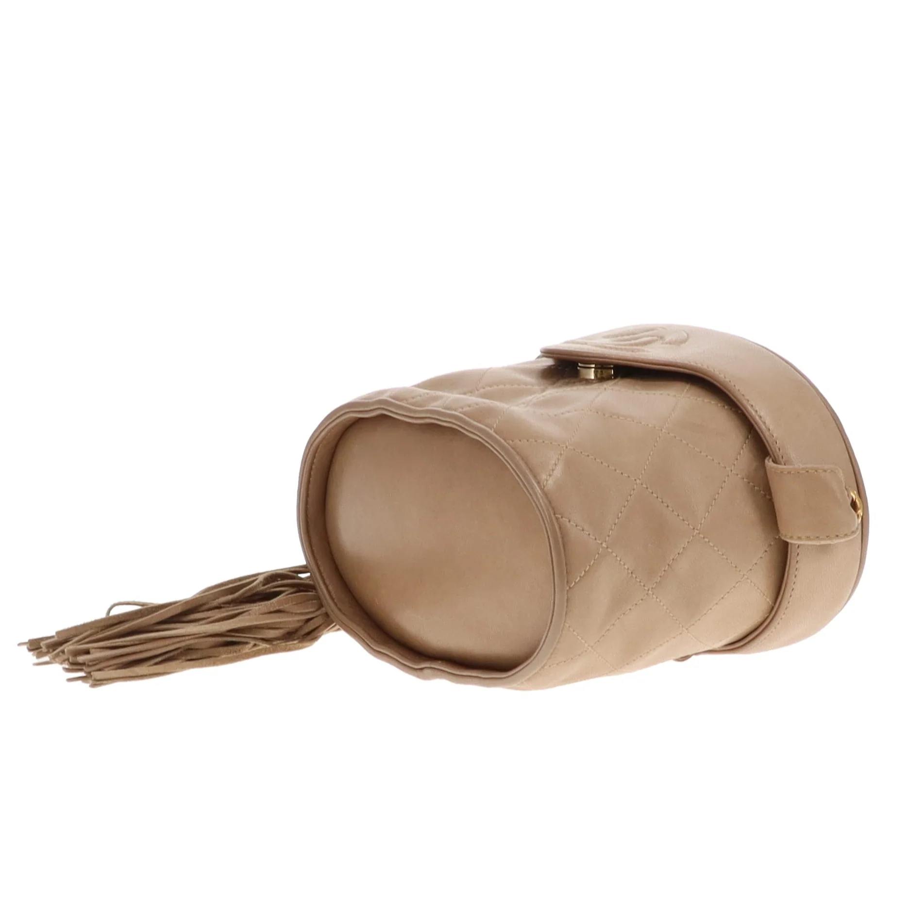 Chanel Tassel Vanity Bag Beige Quilted Lambskin Vintage - Image 13