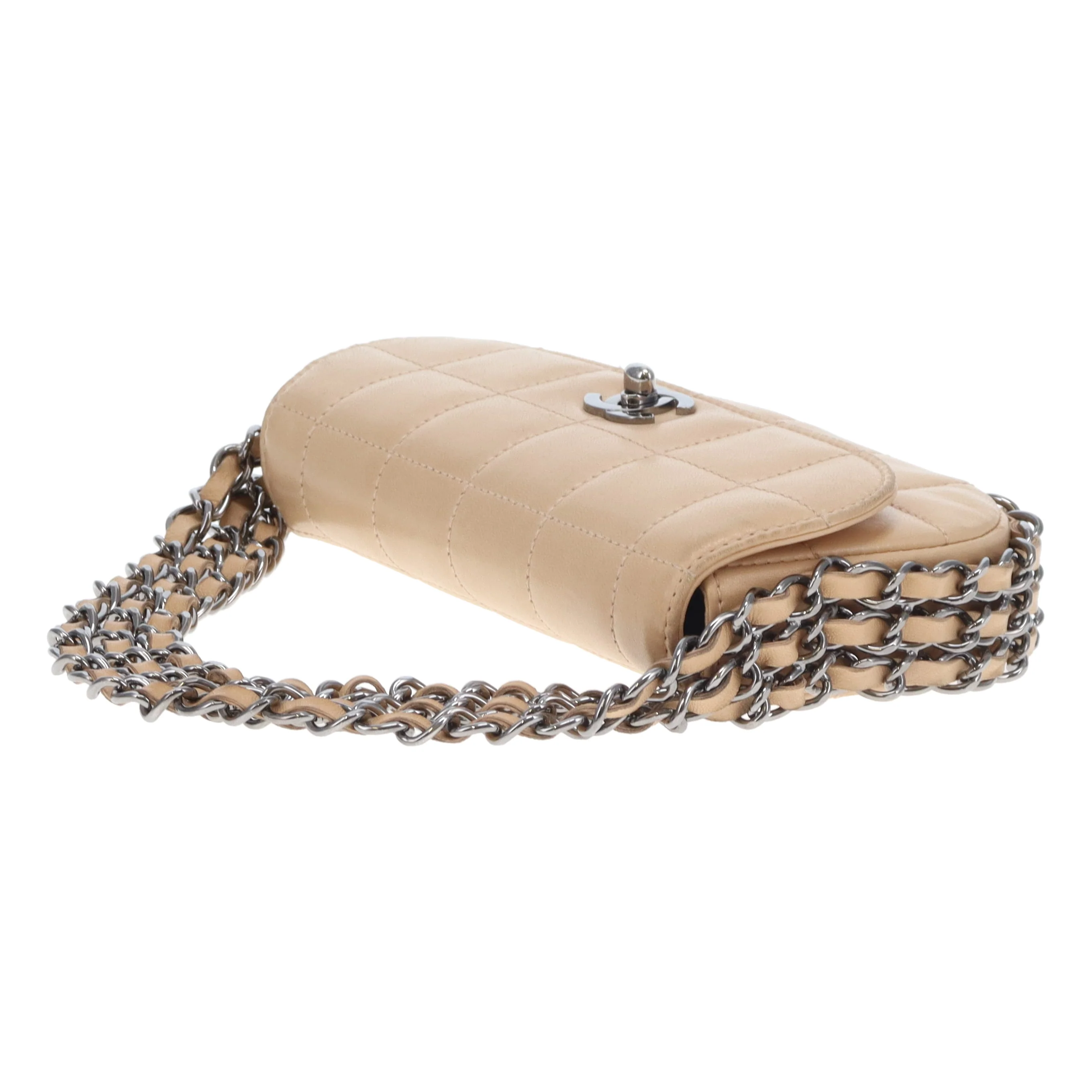 Chanel Triple Chain Choco Bar Mini Flap Beige GMHW 2004/05 - Image 10
