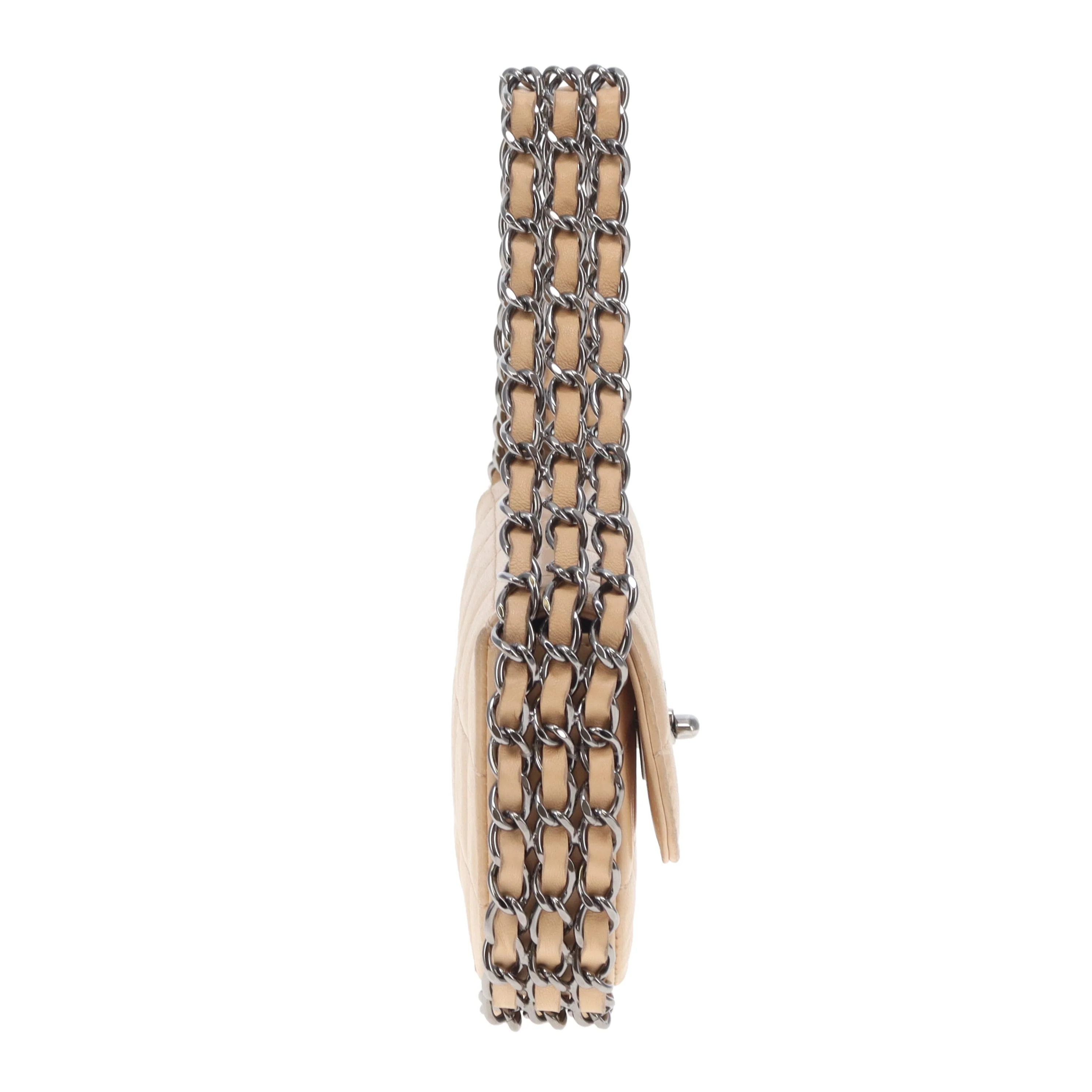 Chanel Triple Chain Choco Bar Mini Flap Beige GMHW 2004/05 - Image 4