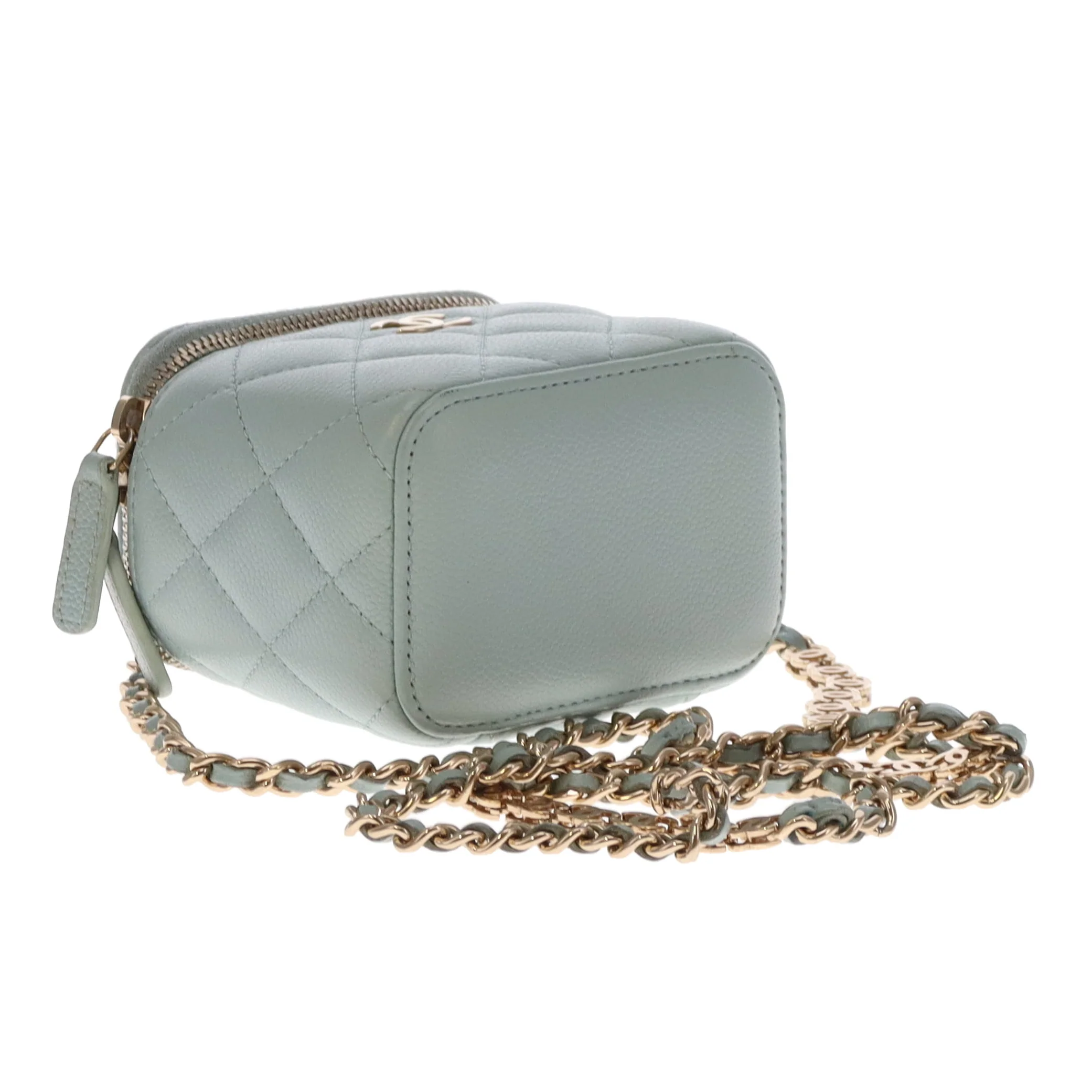 Chanel Vanity Mini Duck Egg Blue Caviar CC Chain Detail 2021 - Image 14