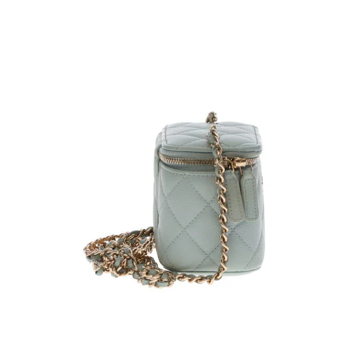 Chanel Vanity Mini Duck Egg Blue Caviar CC Chain Detail 2021 - Image 8