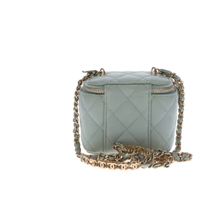 Chanel Vanity Mini Duck Egg Blue Caviar CC Chain Detail 2021 - Image 9