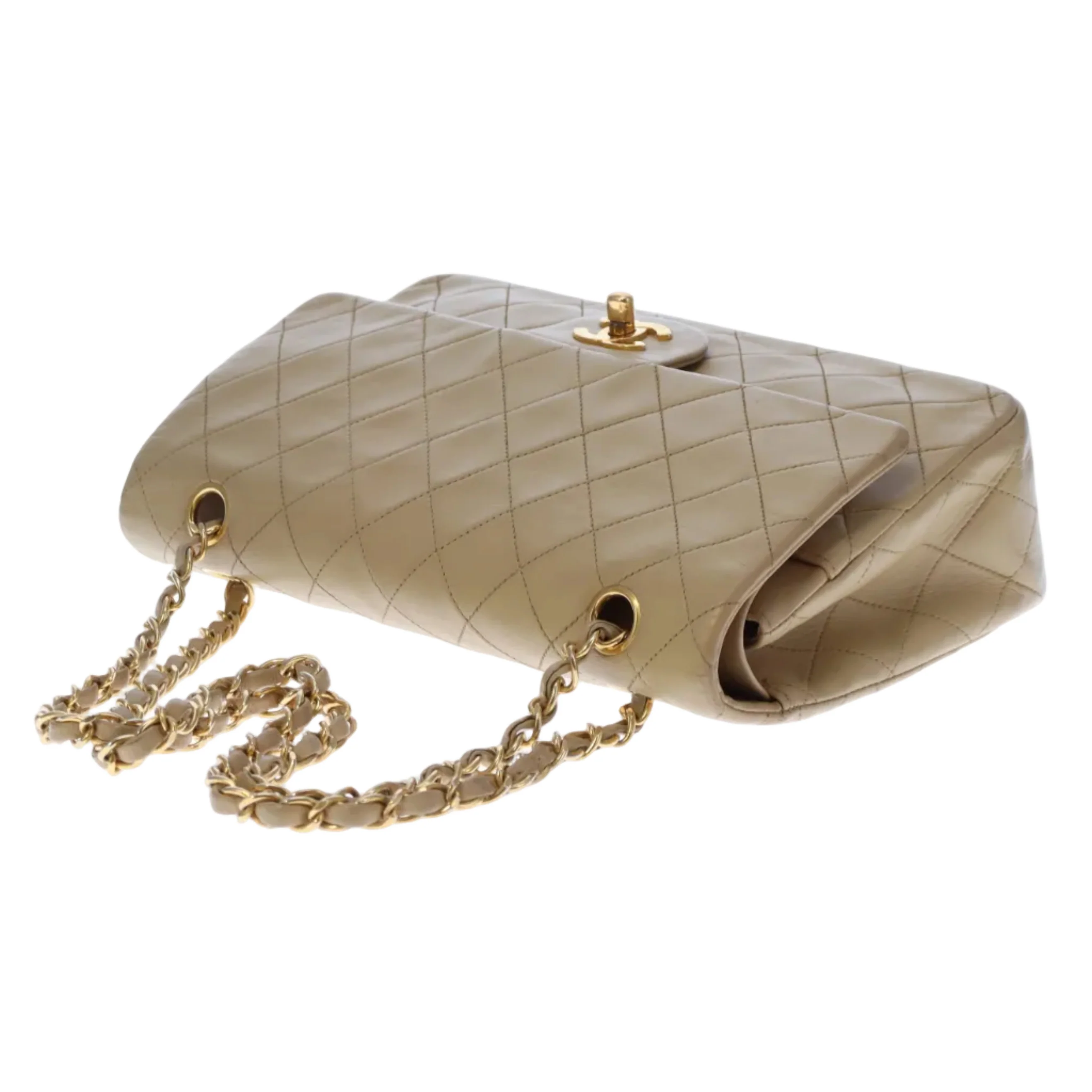 Chanel Classic Medium Double Flap Vintage Beige Lambskin GH (1991/94) - Image 11