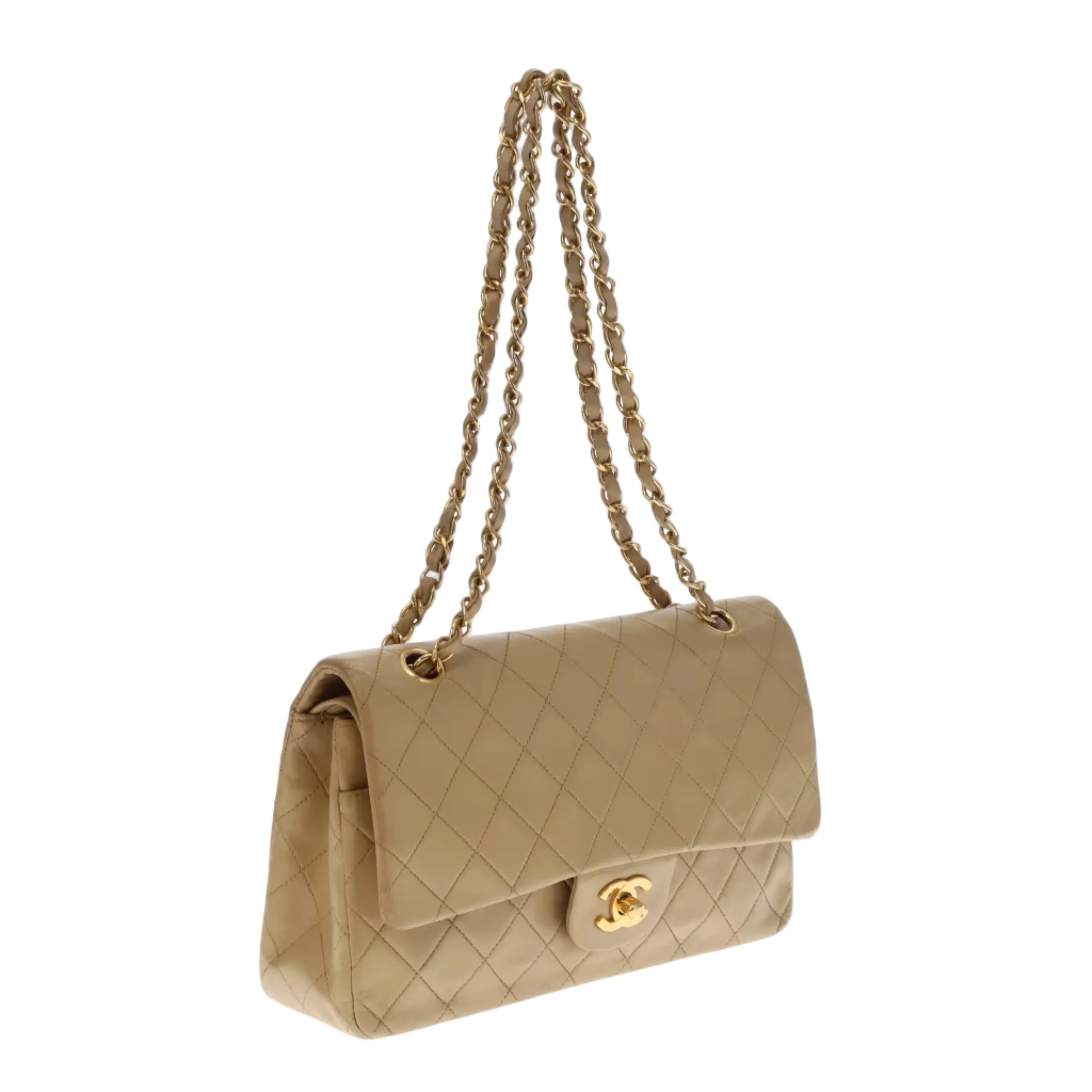 Chanel Classic Medium Double Flap Vintage Beige Lambskin GH (1991/94) - Image 7