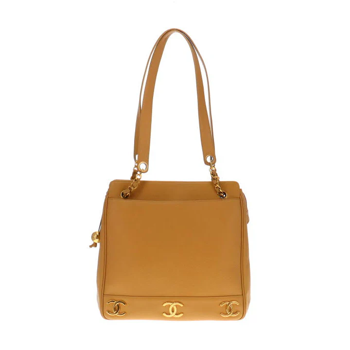 Chanel Vintage Caviar Gold CC Leather Chain Shoulder Bag 1994
