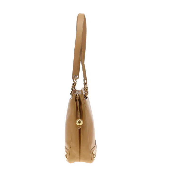 Chanel Vintage Caviar Gold CC Leather Chain Shoulder Bag 1994 - Image 5