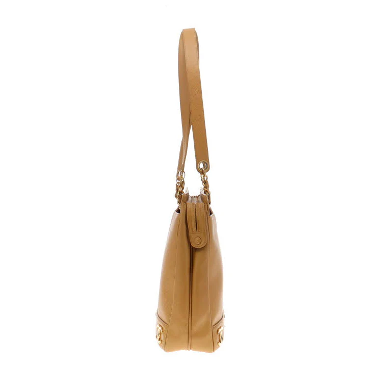Chanel Vintage Caviar Gold CC Leather Chain Shoulder Bag 1994 - Image 7