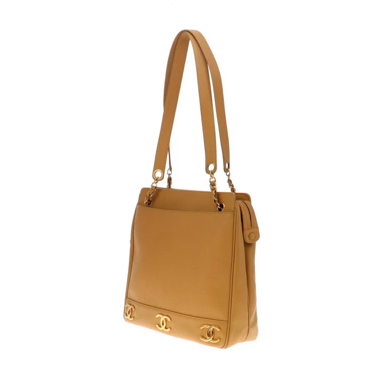 Chanel Vintage Caviar Gold CC Leather Chain Shoulder Bag 1994 - Image 8