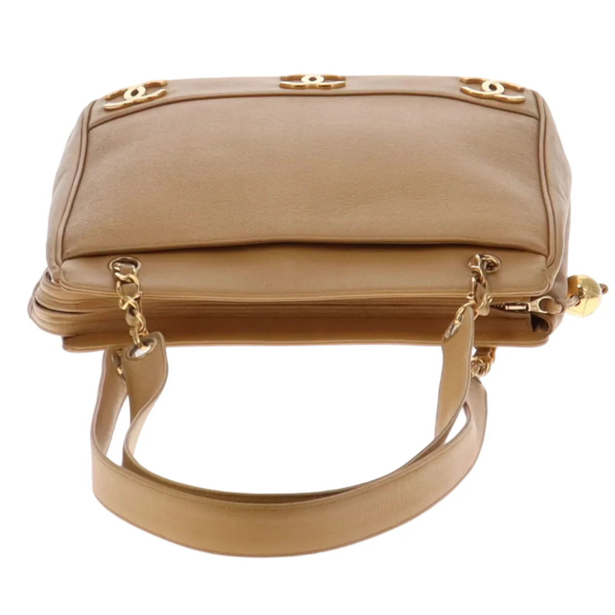Chanel Vintage Caviar Gold CC Leather Chain Shoulder Bag 1994 - Image 9