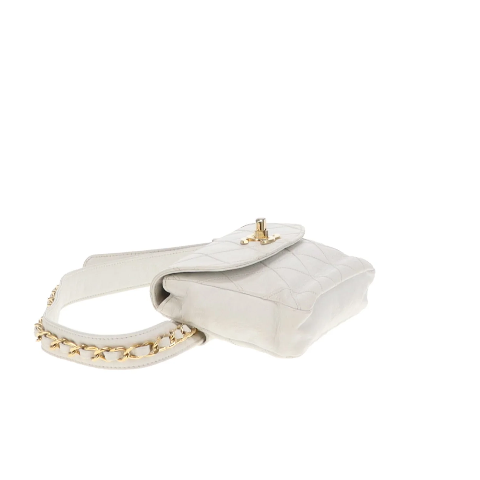 Chanel White Cross Stitch Vintage Waist Bag - Image 10
