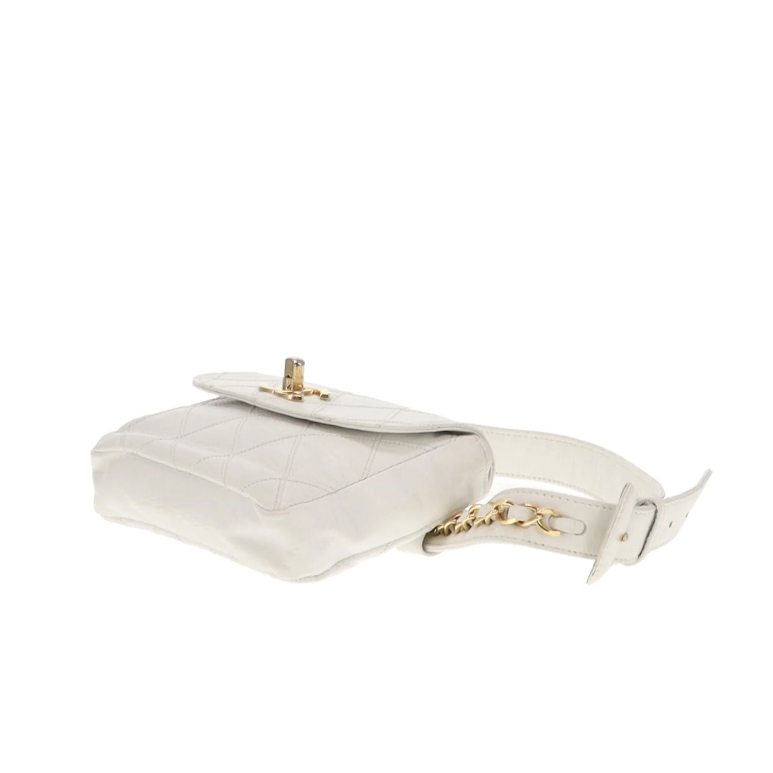 Chanel White Cross Stitch Vintage Waist Bag - Image 11