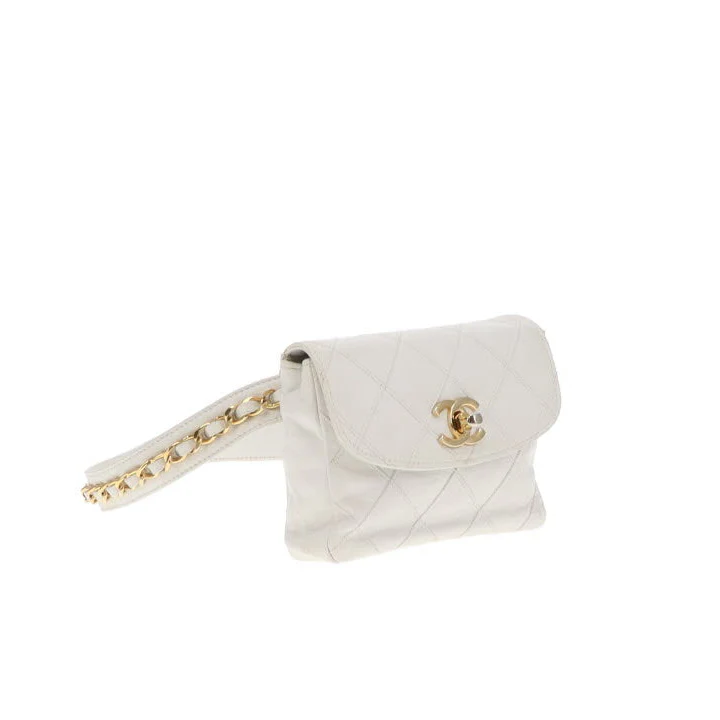 Chanel White Cross Stitch Vintage Waist Bag - Image 4