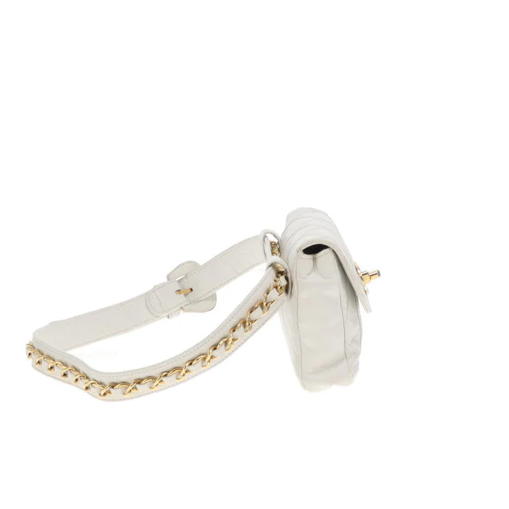 Chanel White Cross Stitch Vintage Waist Bag - Image 5