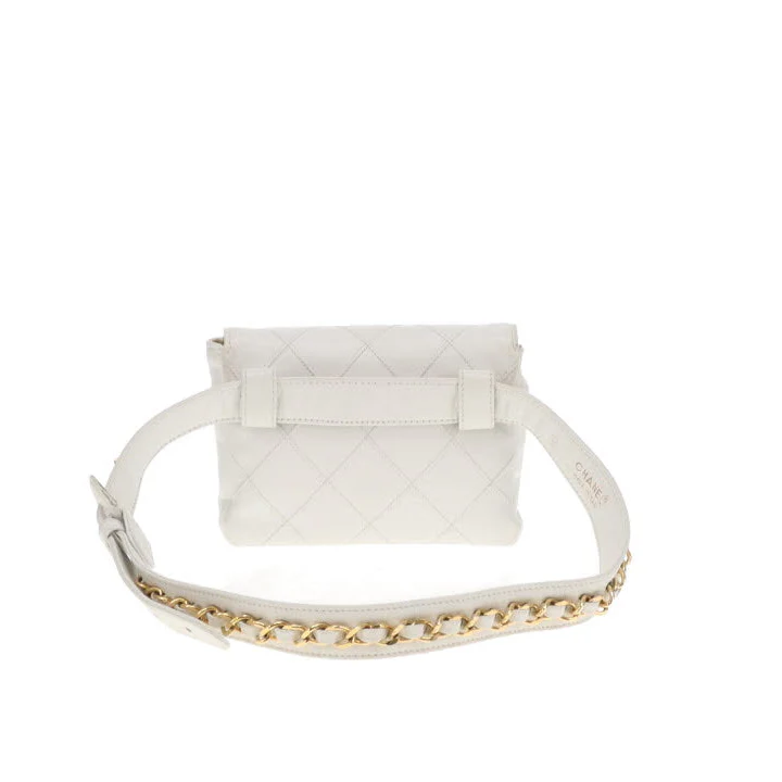 Chanel White Cross Stitch Vintage Waist Bag - Image 6