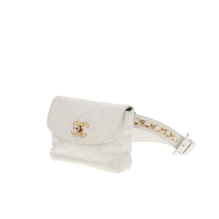 Chanel White Cross Stitch Vintage Waist Bag - Image 8